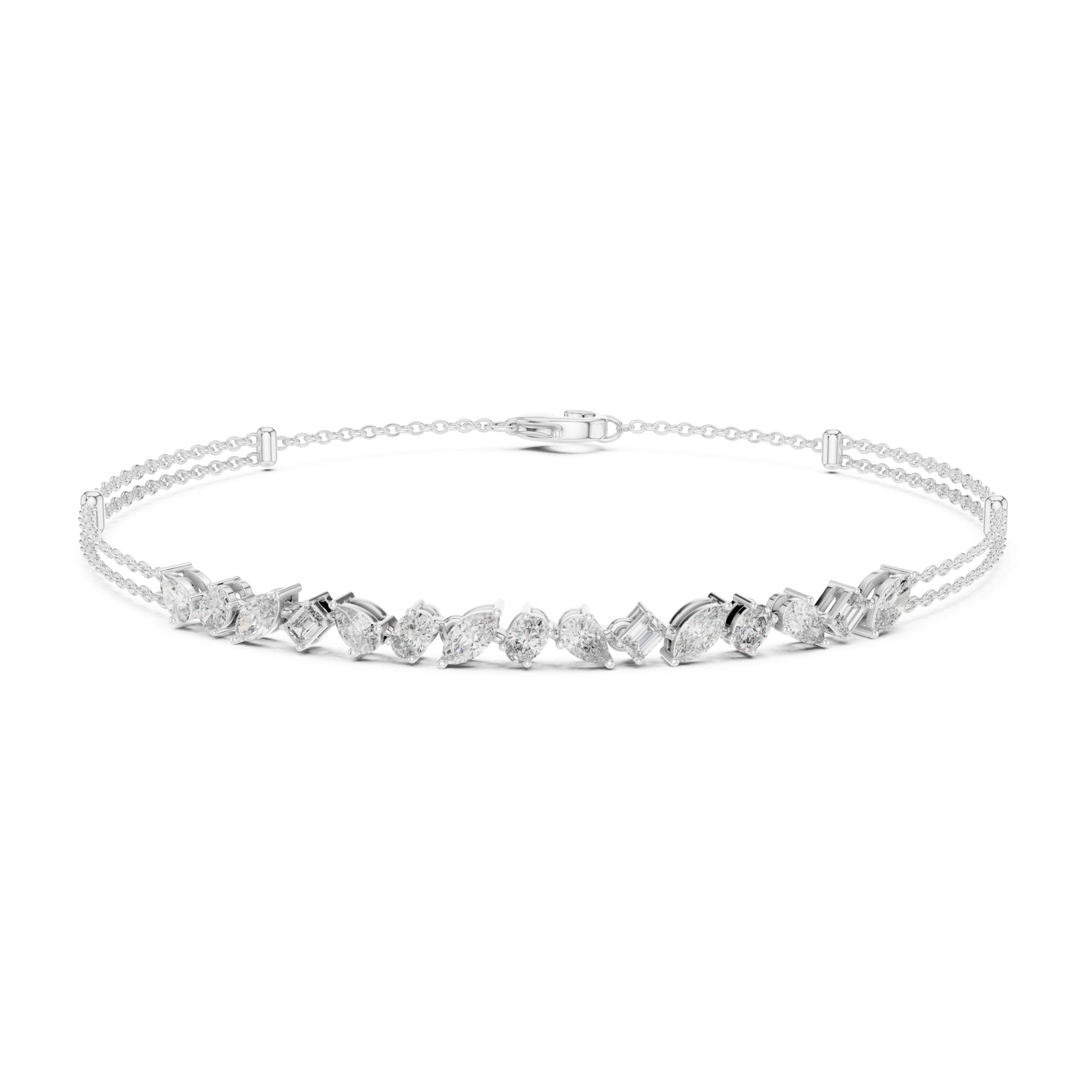 The Naarden Bracelet - Mixed Shape Diamond Bar Station Bracelet