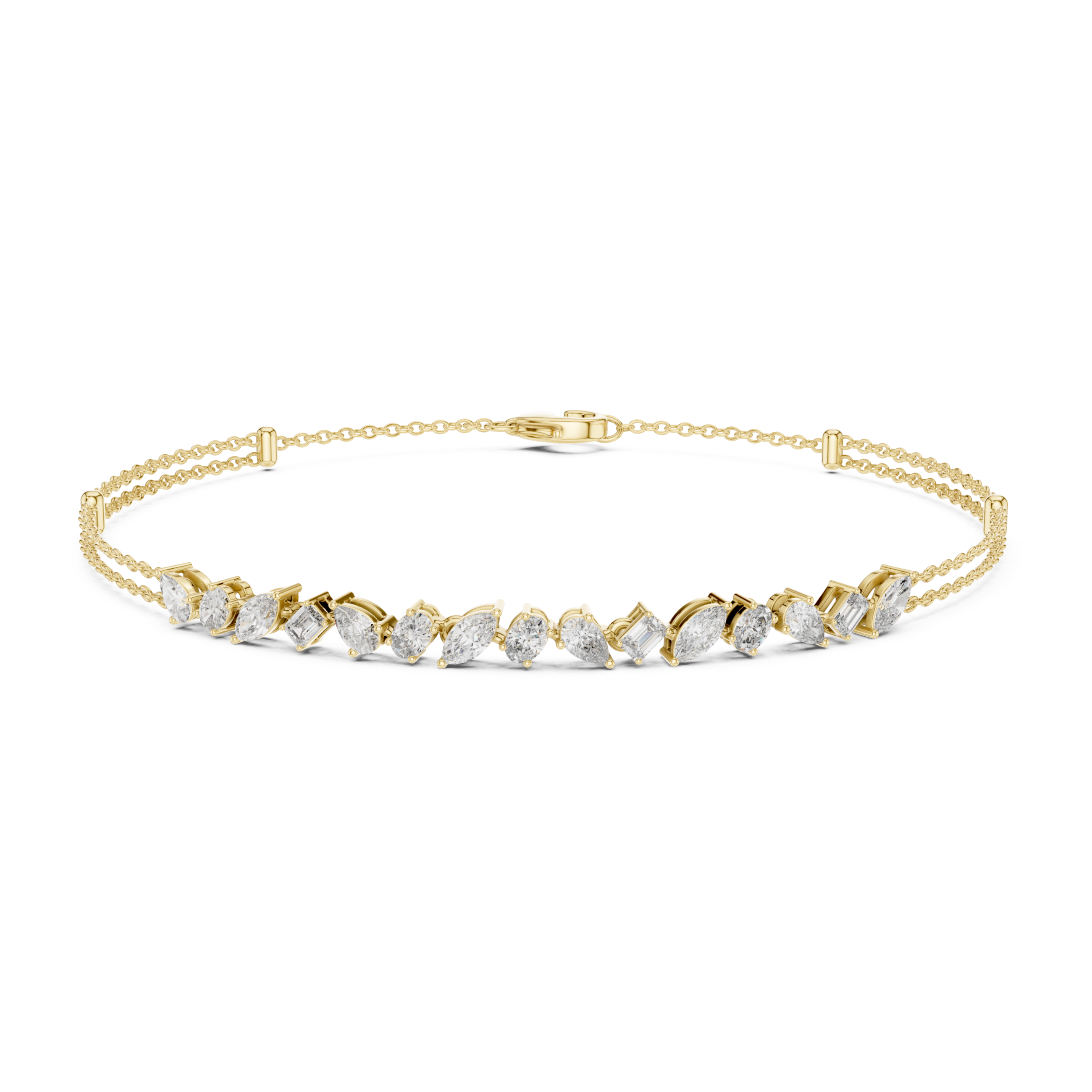 The Naarden Bracelet - Mixed Shape Diamond Bar Station Bracelet