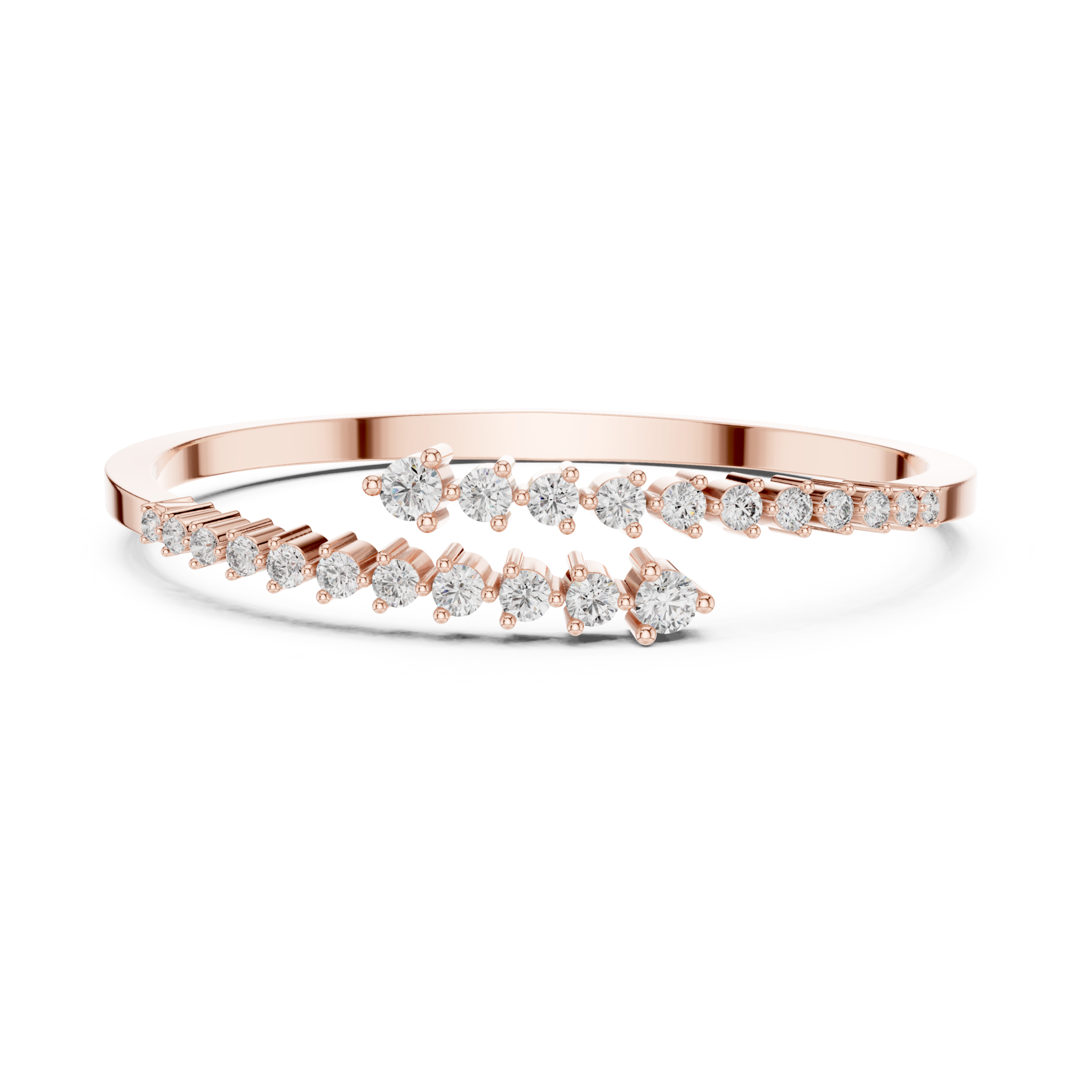 The Blaricum Bangle - Graduated Round Diamond Collet Open Cuff