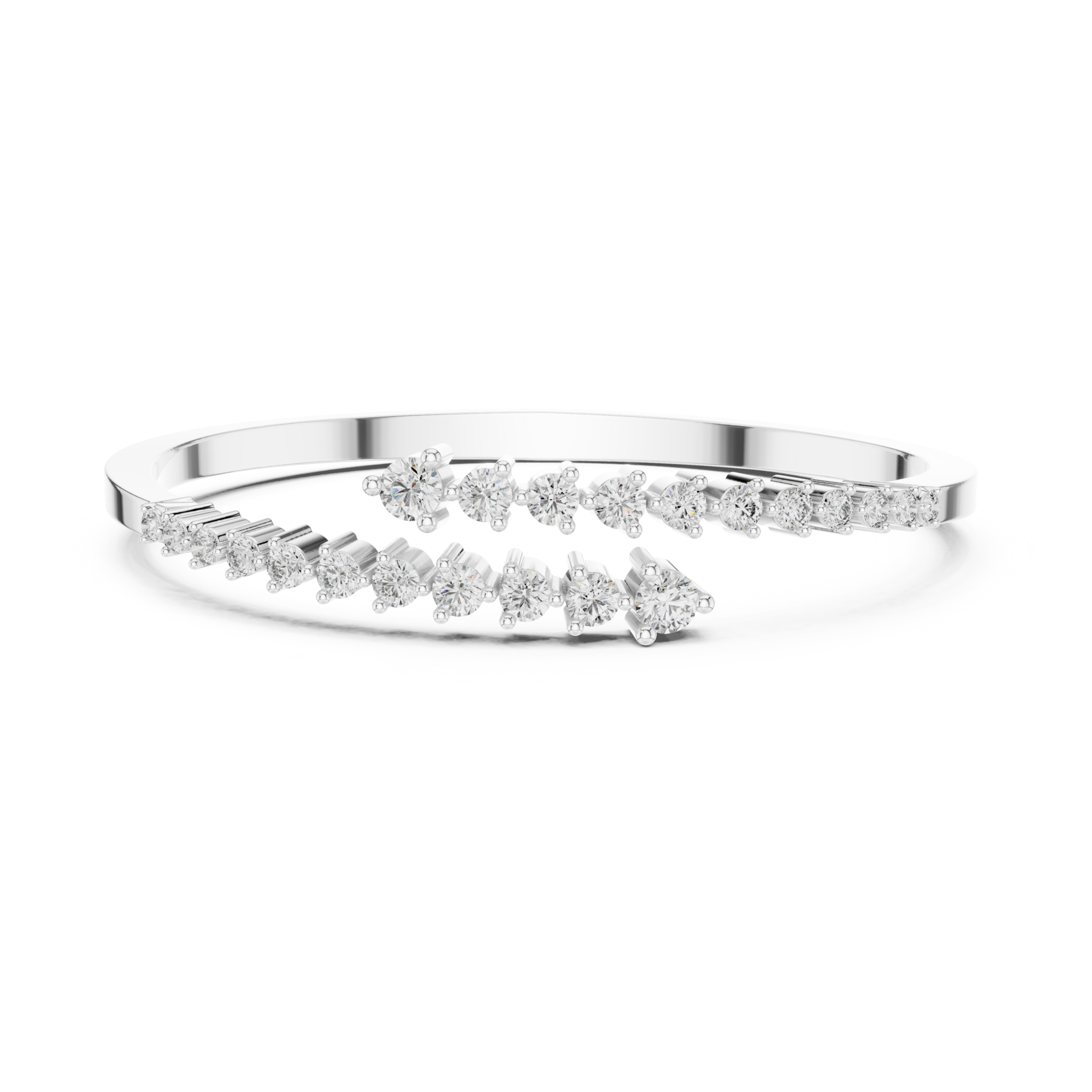 The Blaricum Bangle - Graduated Round Diamond Collet Open Cuff