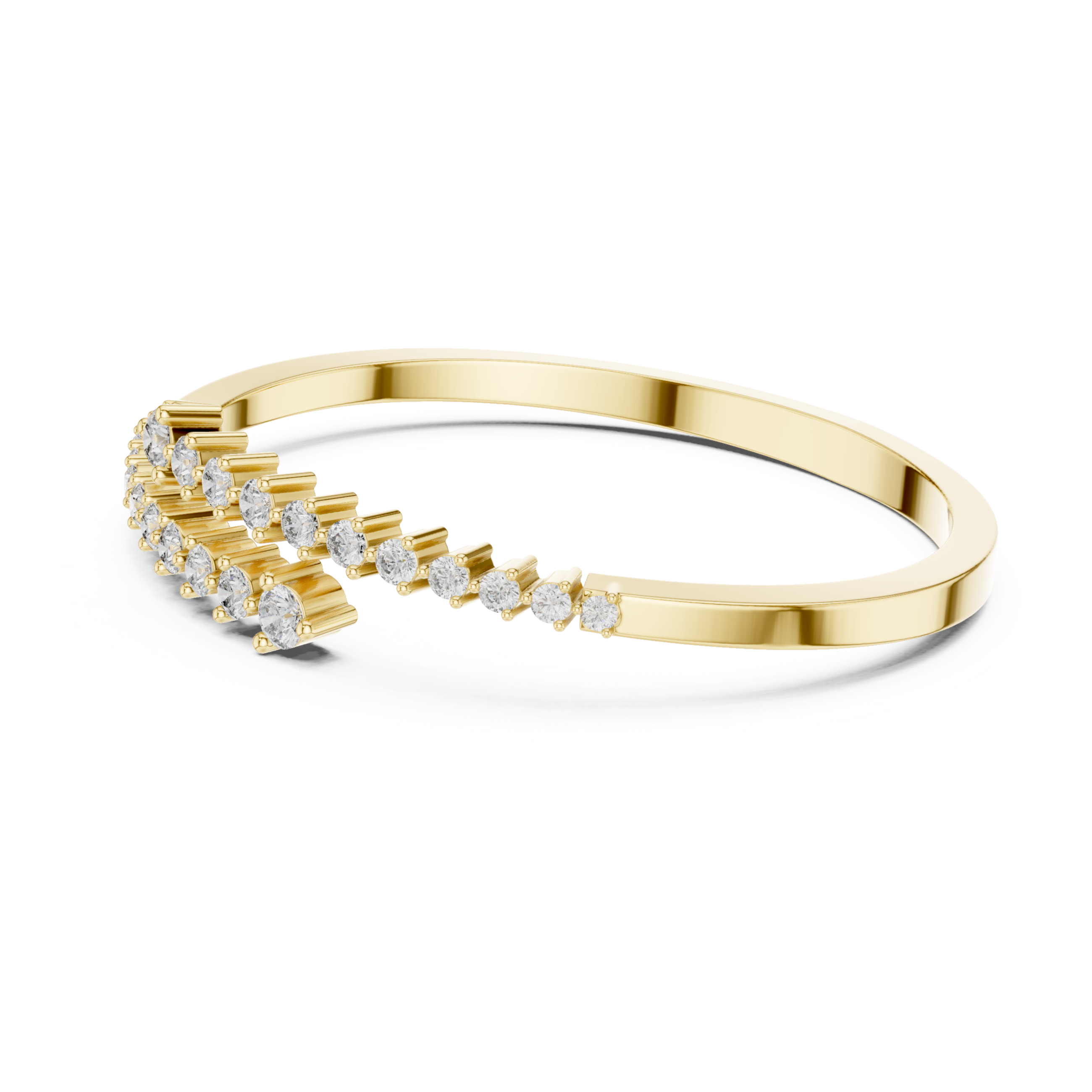 The Blaricum Bangle - Graduated Round Diamond Collet Open Cuff
