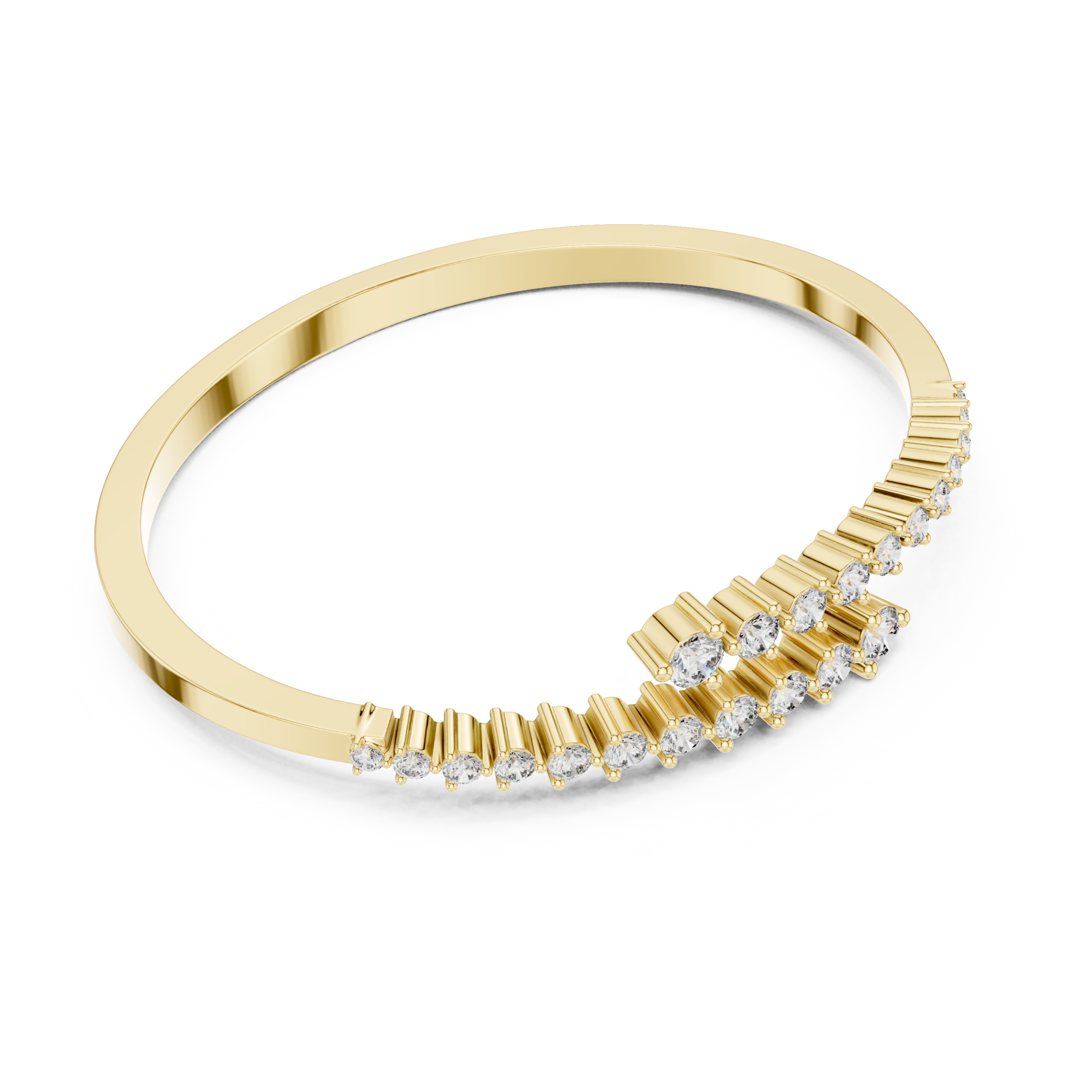 The Blaricum Bangle - Graduated Round Diamond Collet Open Cuff