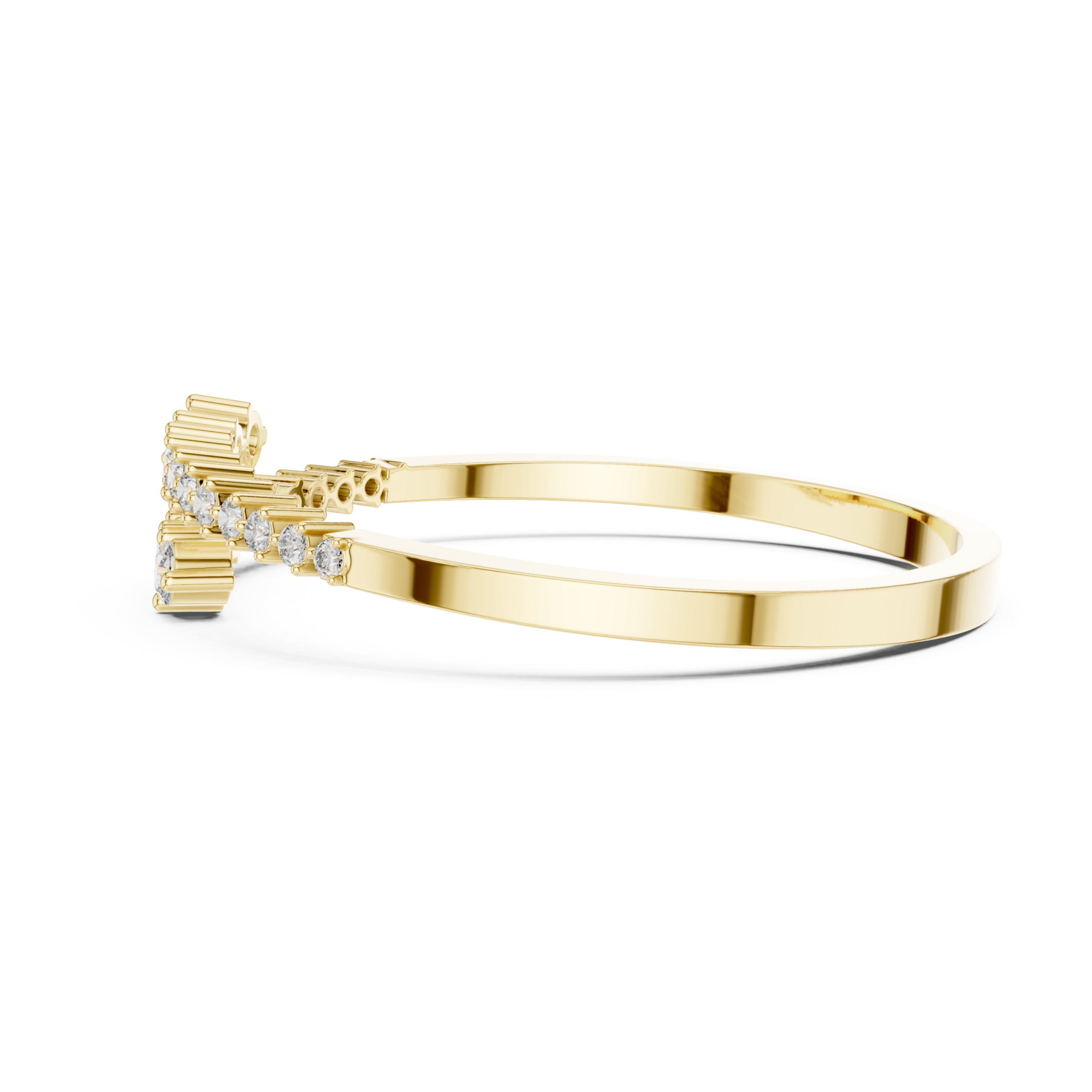 The Blaricum Bangle - Graduated Round Diamond Collet Open Cuff
