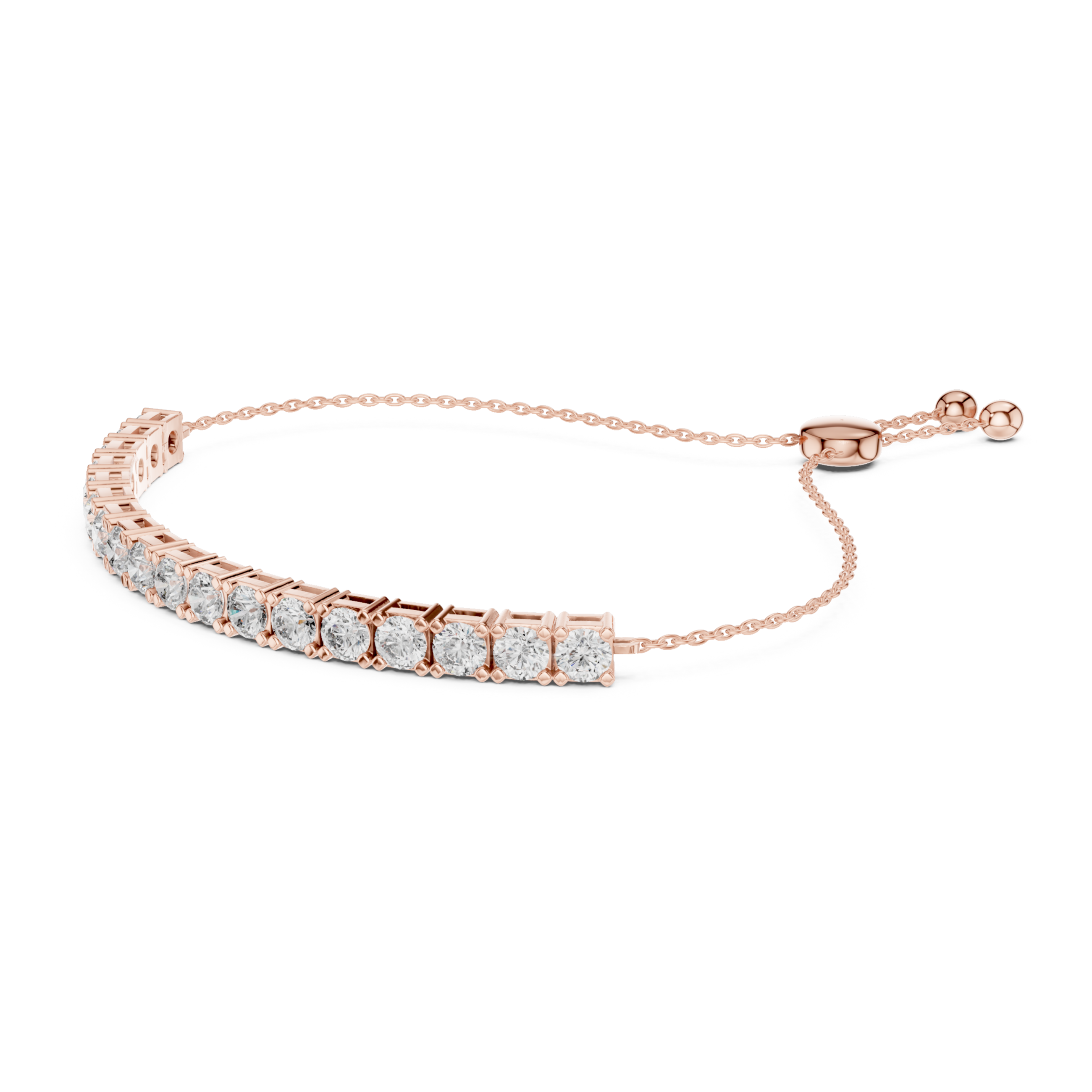 The Rockville Bracelet - Adjustable Collet Set Diamond Bolo Bracelet
