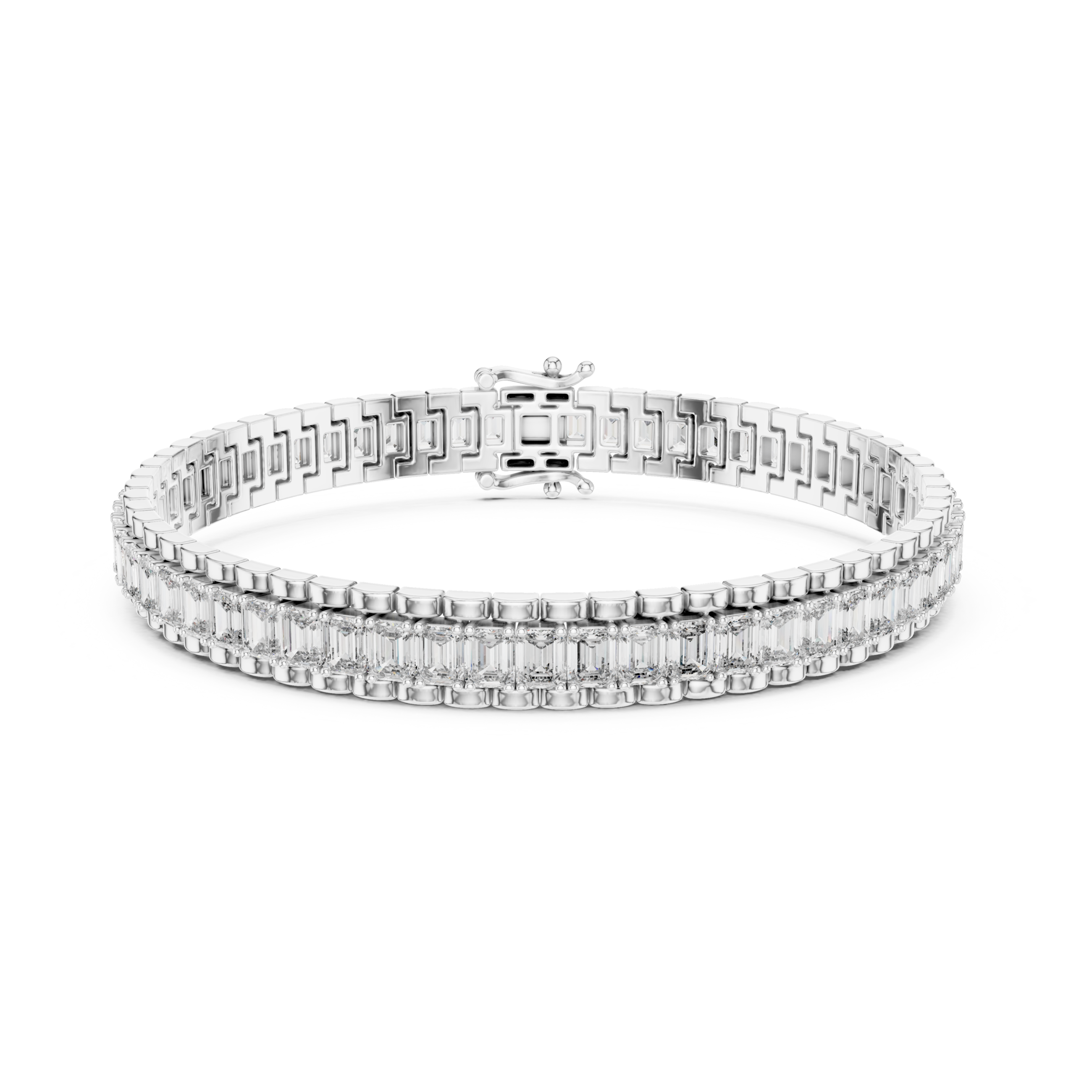 The Richmond Bracelet - Emerald Cut Collet Set Tennis Bracelet
