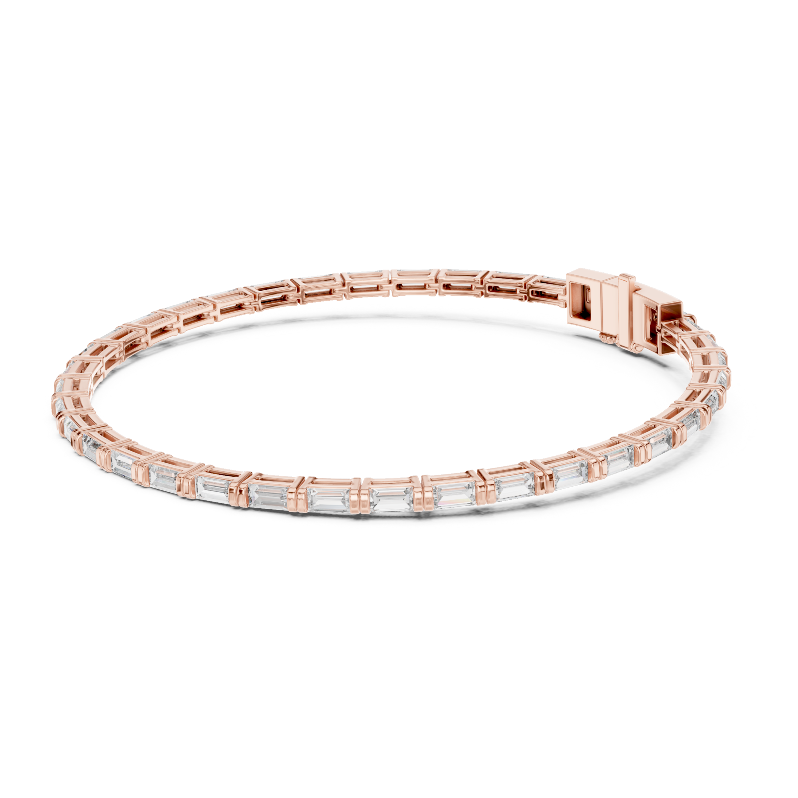The Morrisville Bracelet - Vertical Baguette Diamond Collet Tennis Bracelet