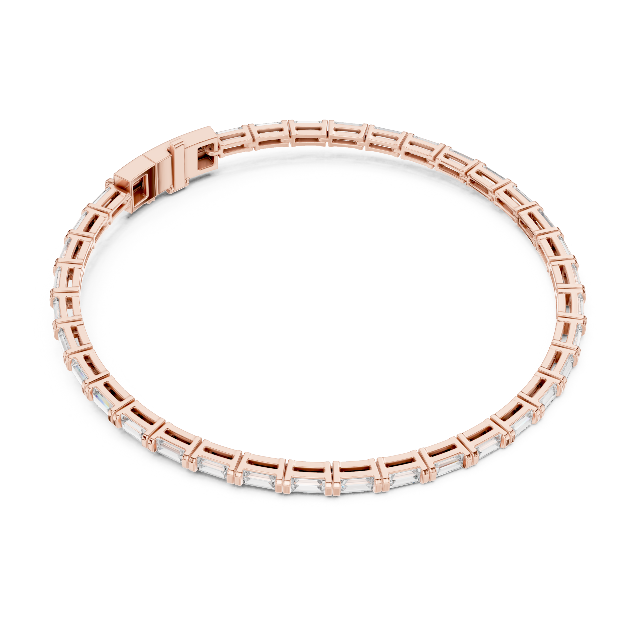 The Morrisville Bracelet - Vertical Baguette Diamond Collet Tennis Bracelet