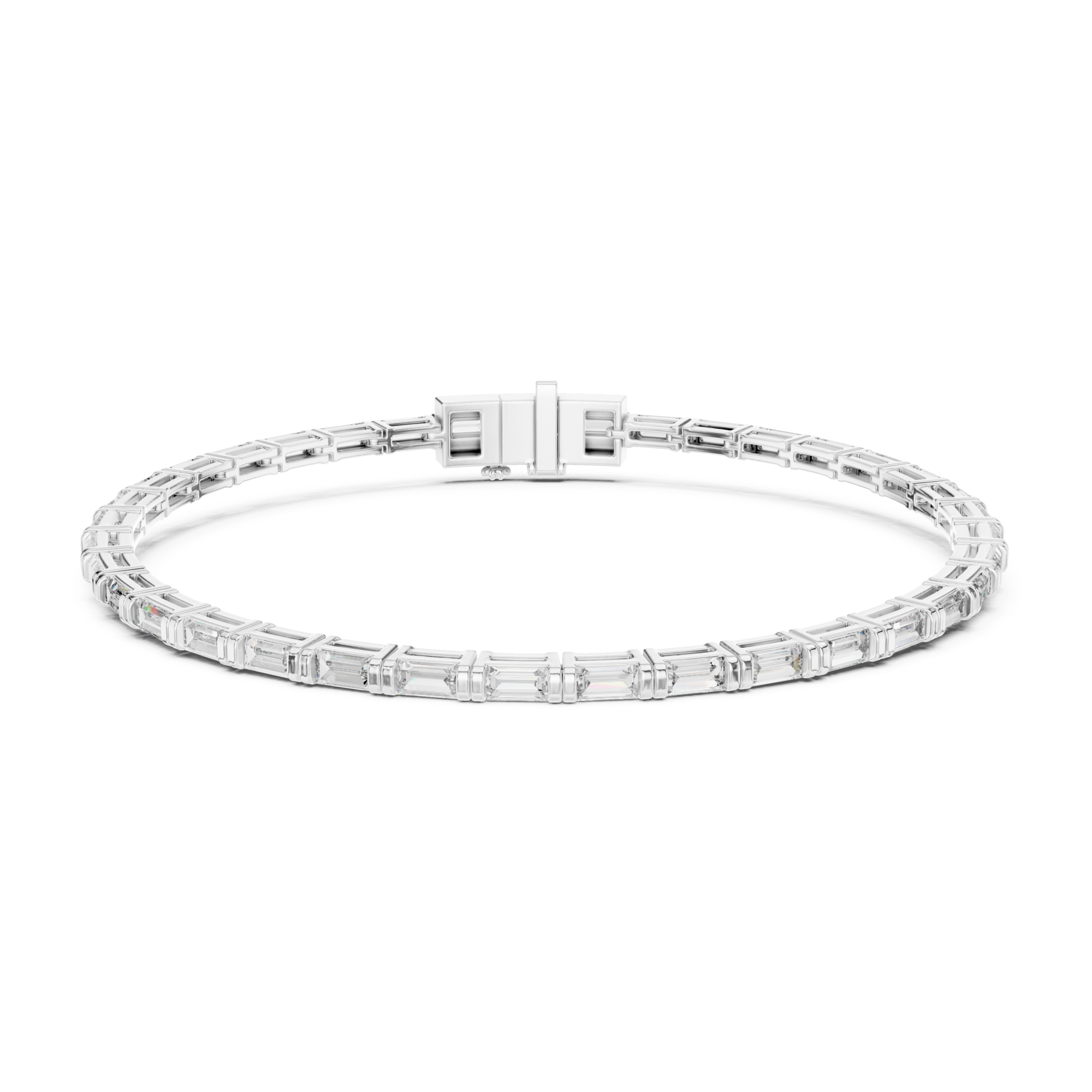 The Morrisville Bracelet - Vertical Baguette Diamond Collet Tennis Bracelet