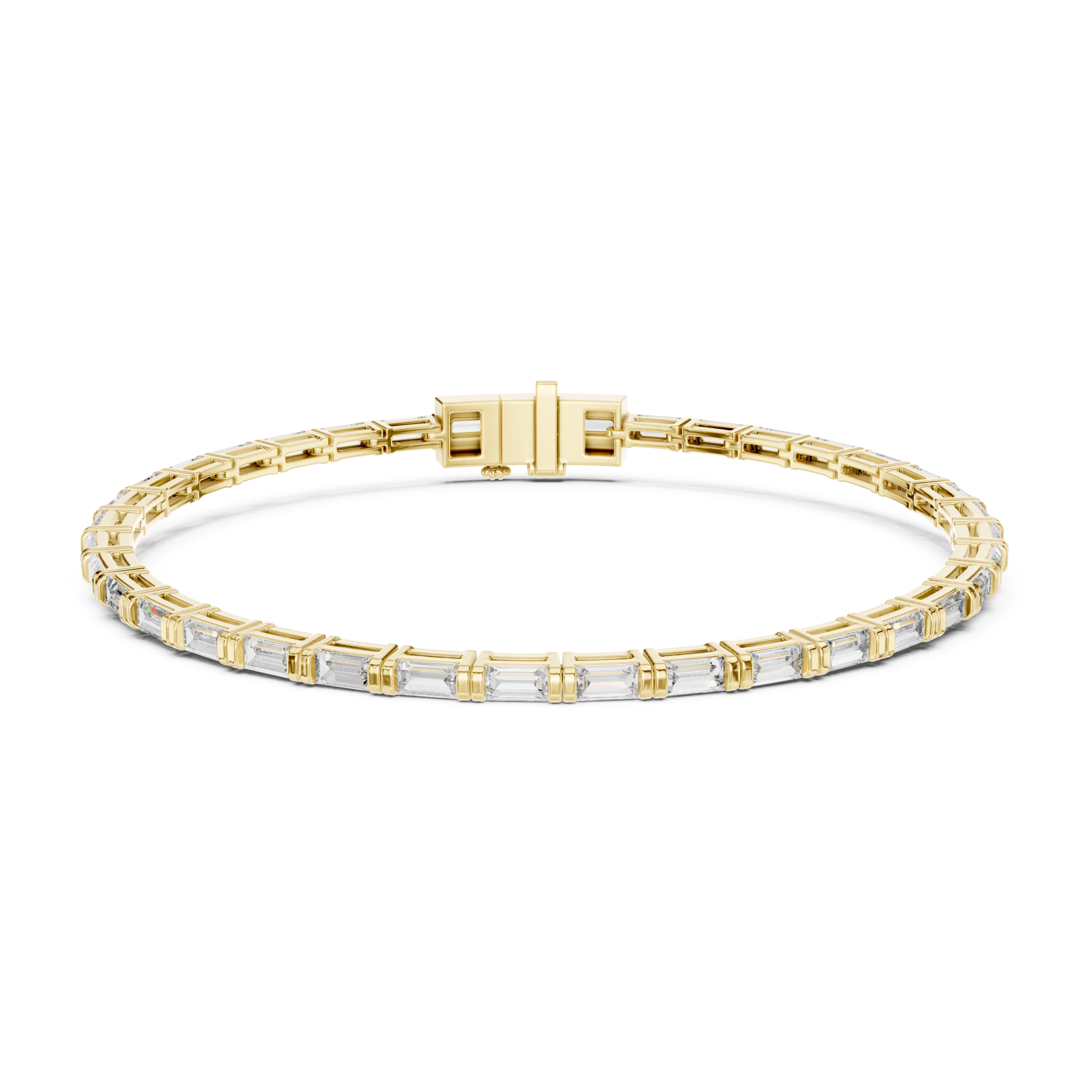 The Morrisville Bracelet - Vertical Baguette Diamond Collet Tennis Bracelet