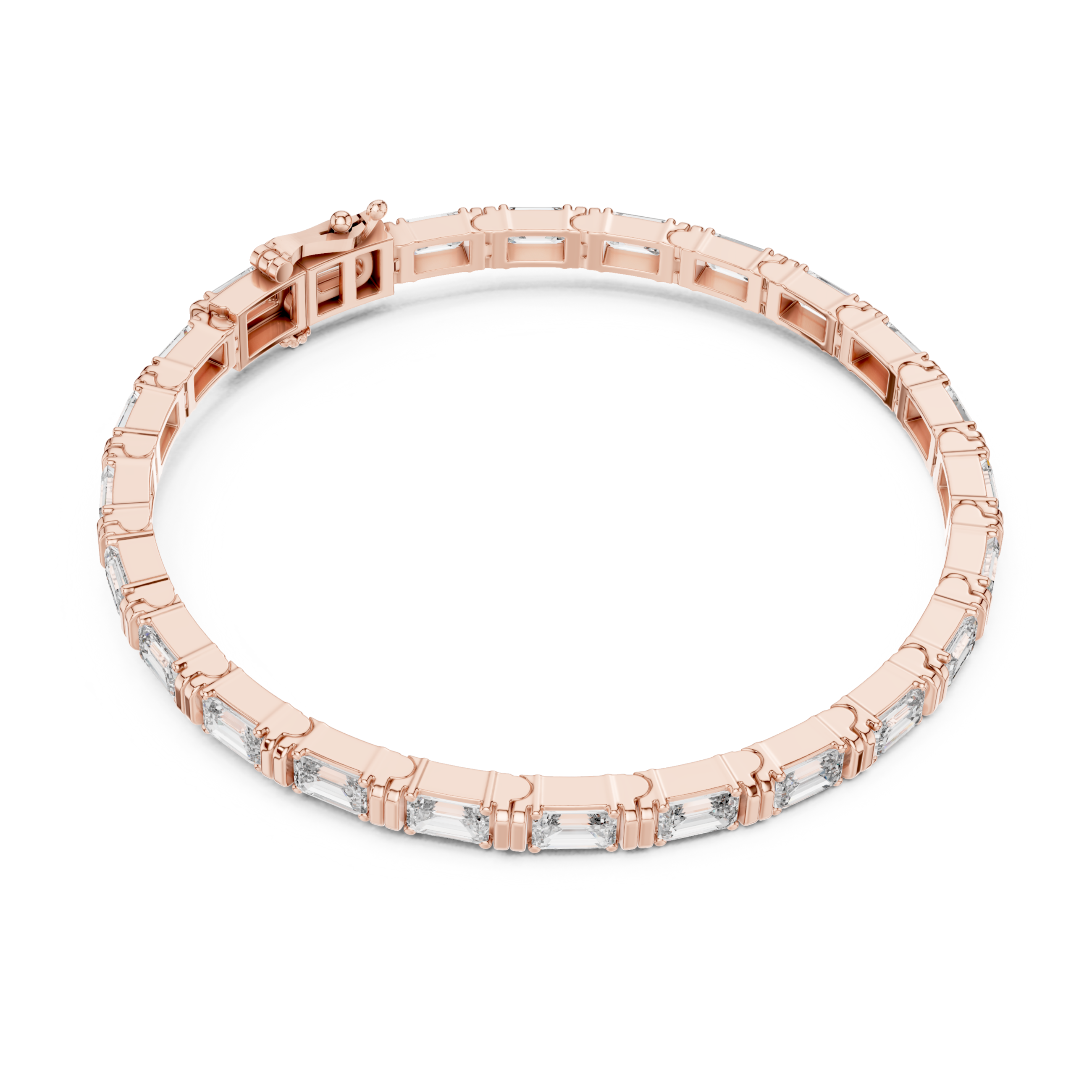 The Gastonia Bracelet - Vertical Emerald Cut Collet Tennis Bracelet