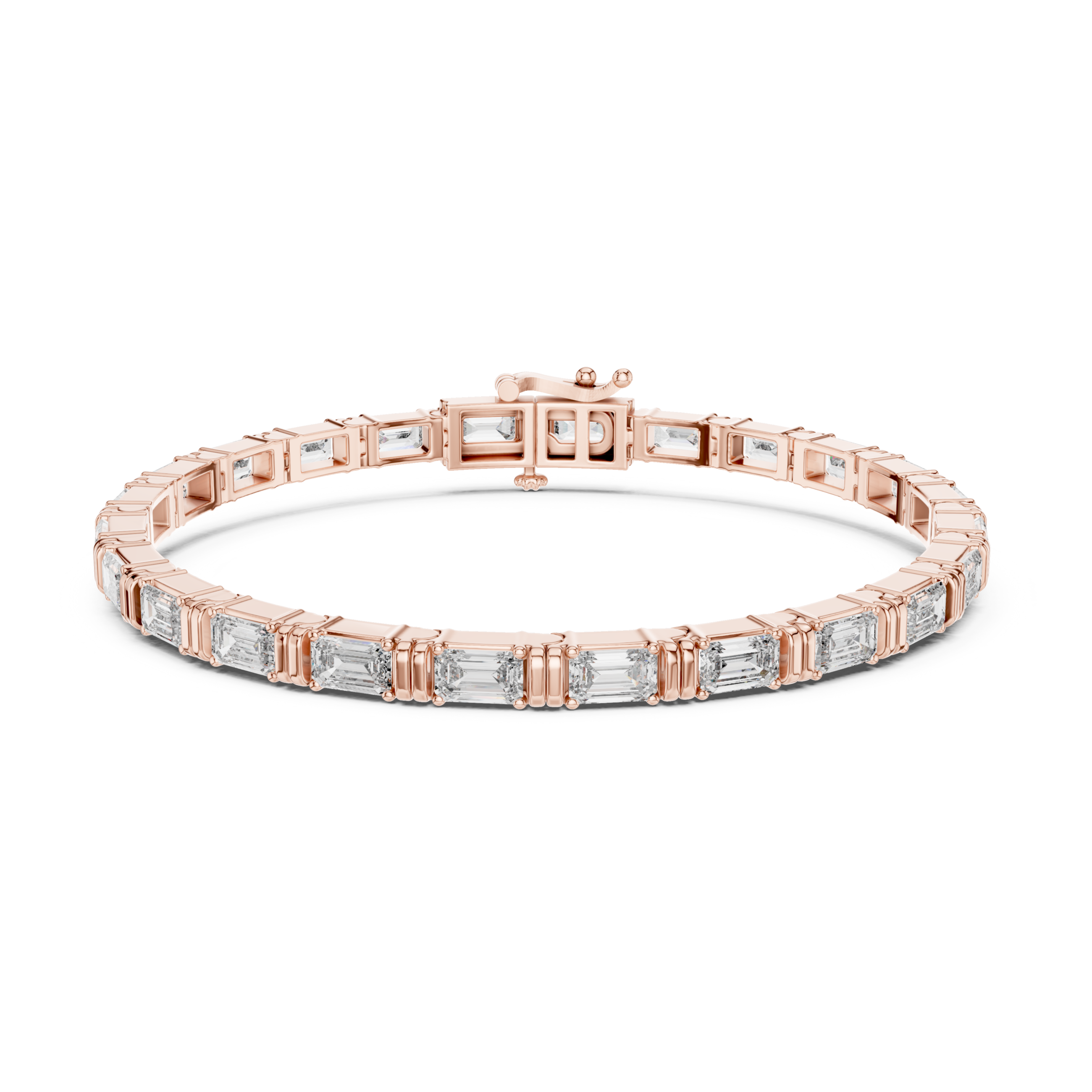 The Gastonia Bracelet - Vertical Emerald Cut Collet Tennis Bracelet