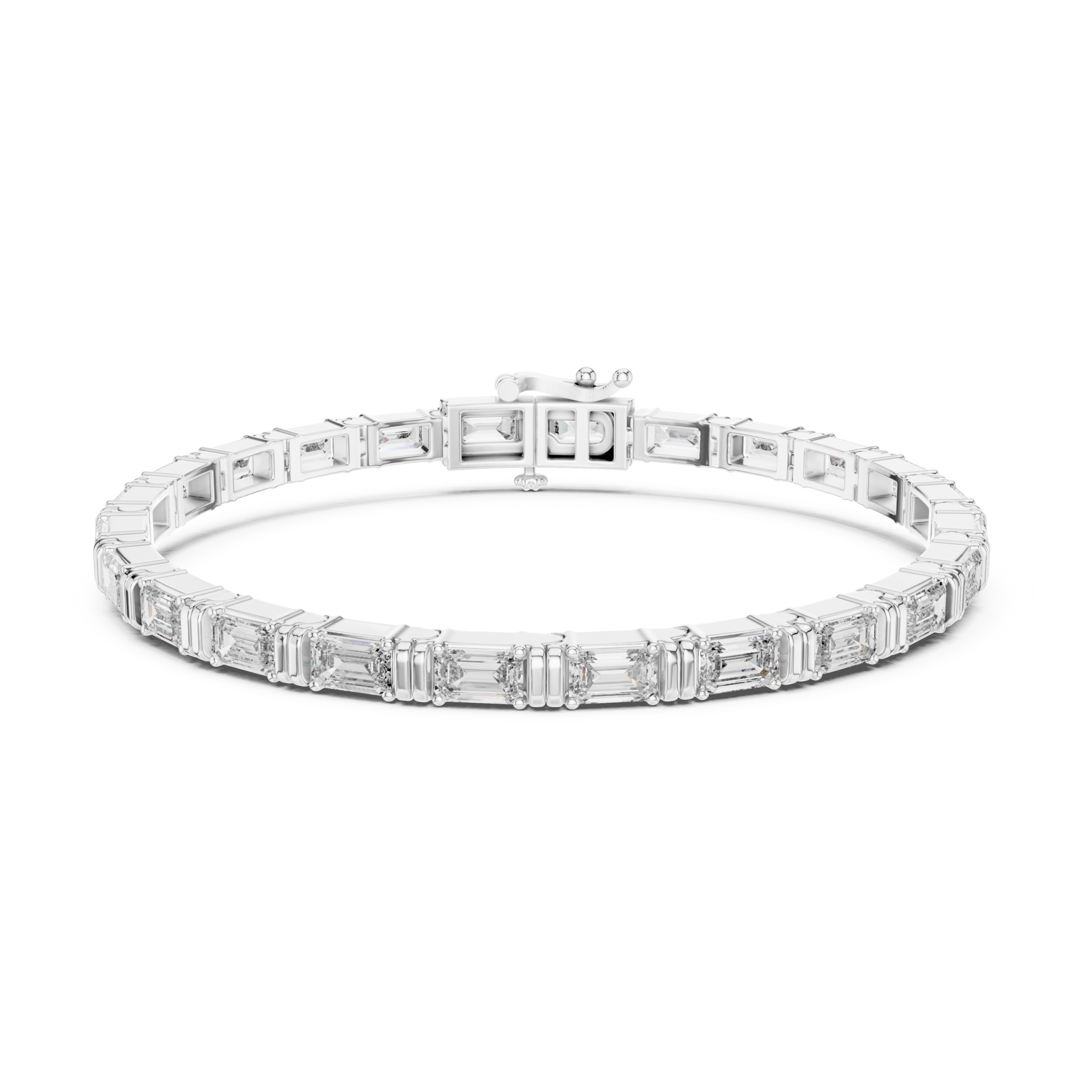 The Gastonia Bracelet - Vertical Emerald Cut Collet Tennis Bracelet