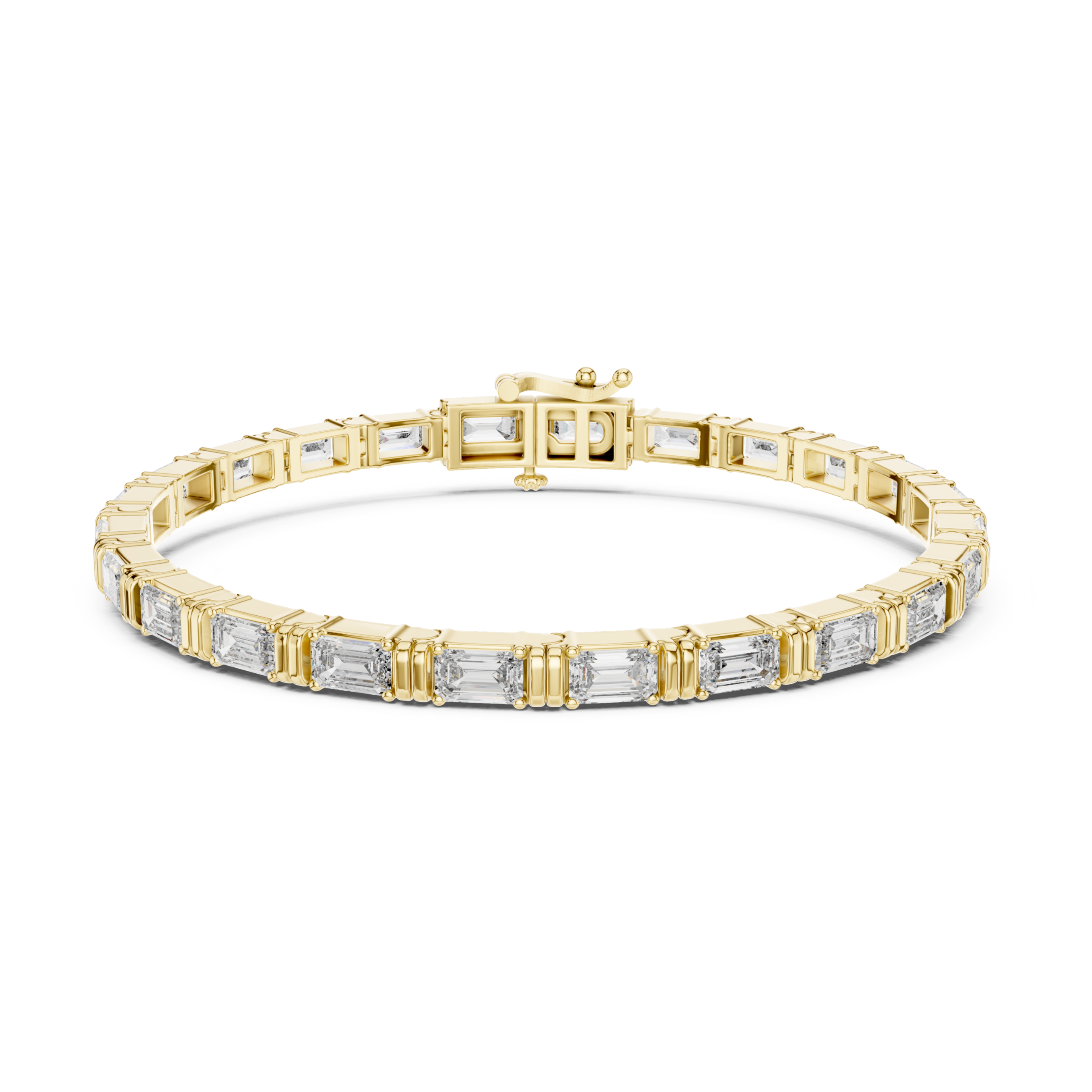 The Gastonia Bracelet - Vertical Emerald Cut Collet Tennis Bracelet