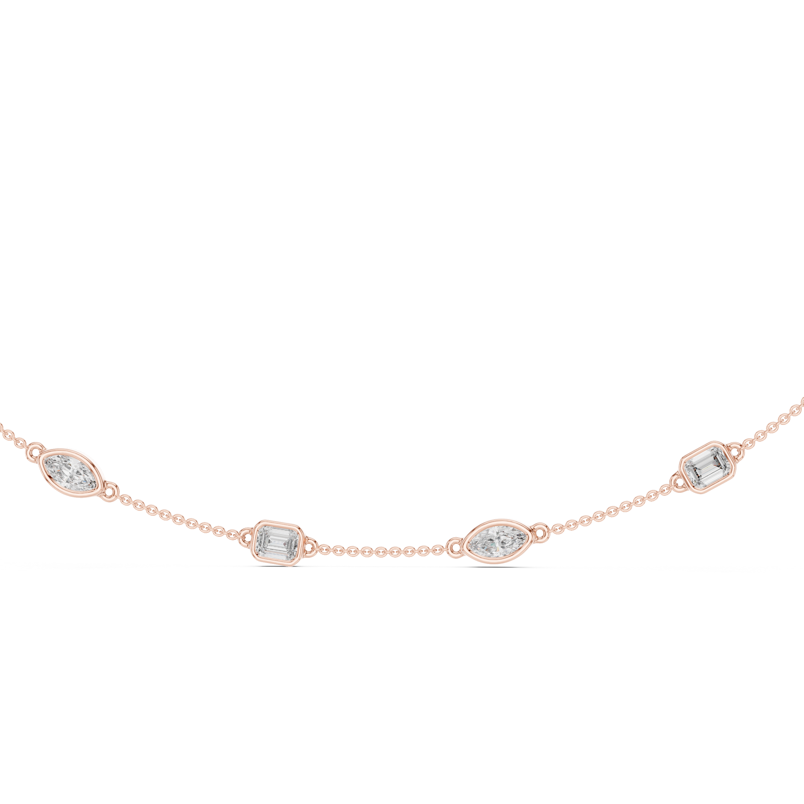 The Zurich Necklace - Bezel Set Mixed Shape Diamond Station Necklace