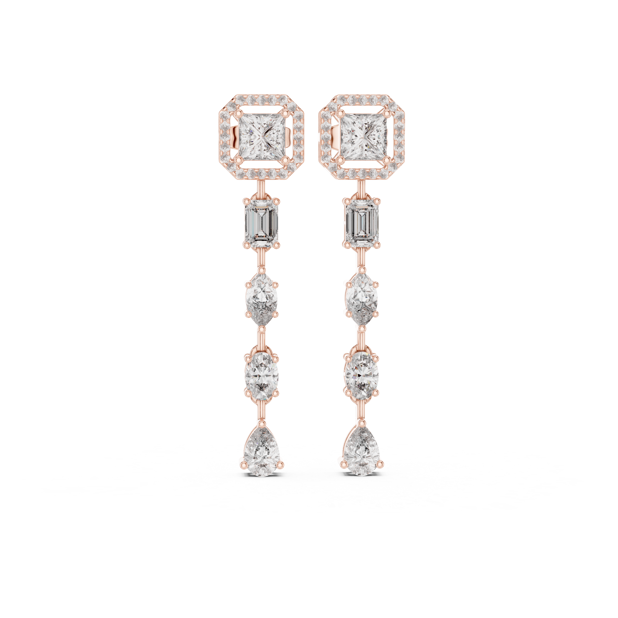 The Salzburg Earrings – Mixed Shape Linear Drop Diamond Earrings