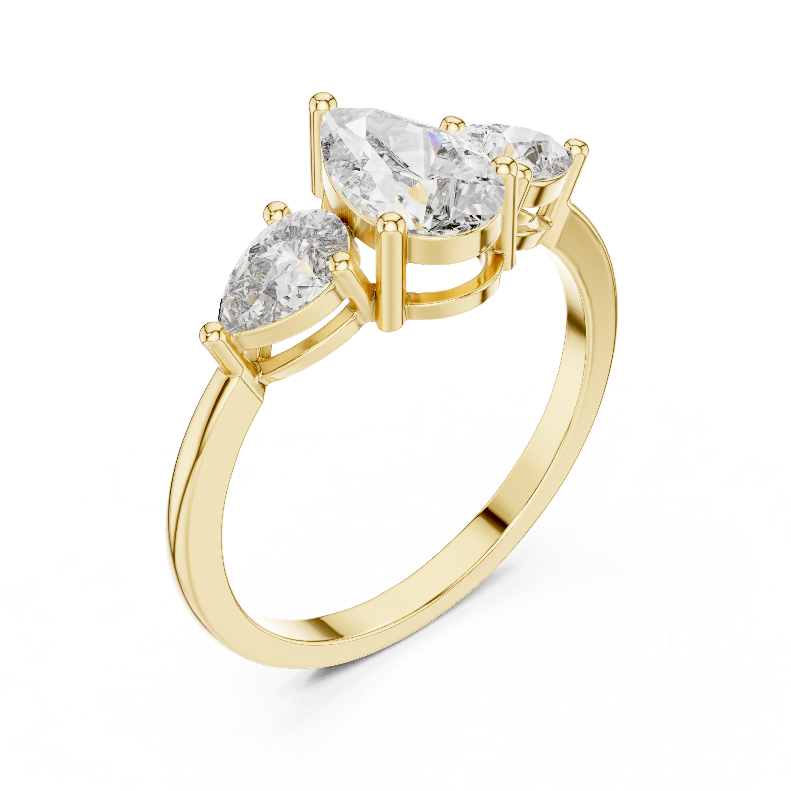 The Sandnes Ring - Pear Cut Three-Stone Trinity Diamond Ring