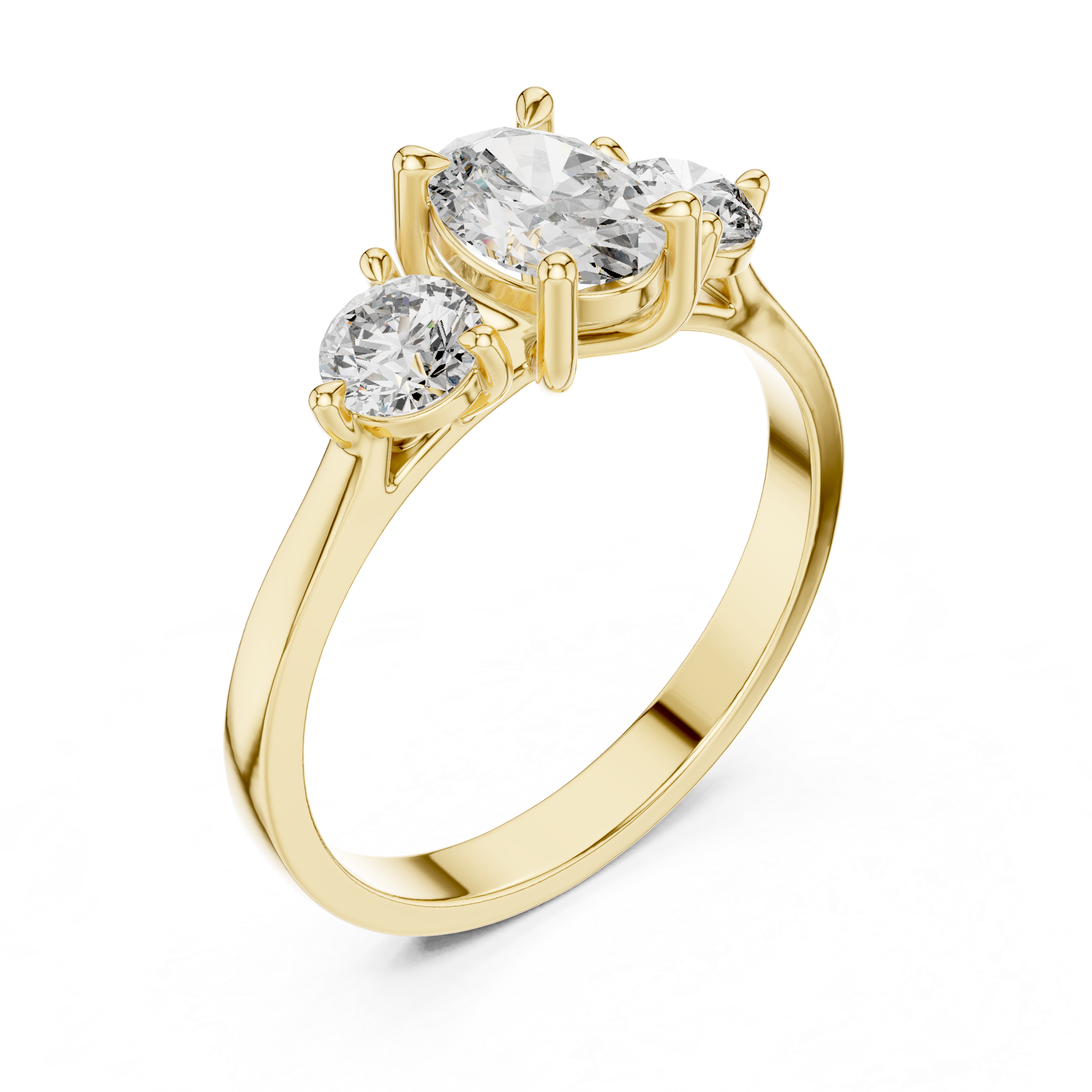 The Drammen Ring - Oval & Round Cut Three-Stone Trinity Diamond Ring