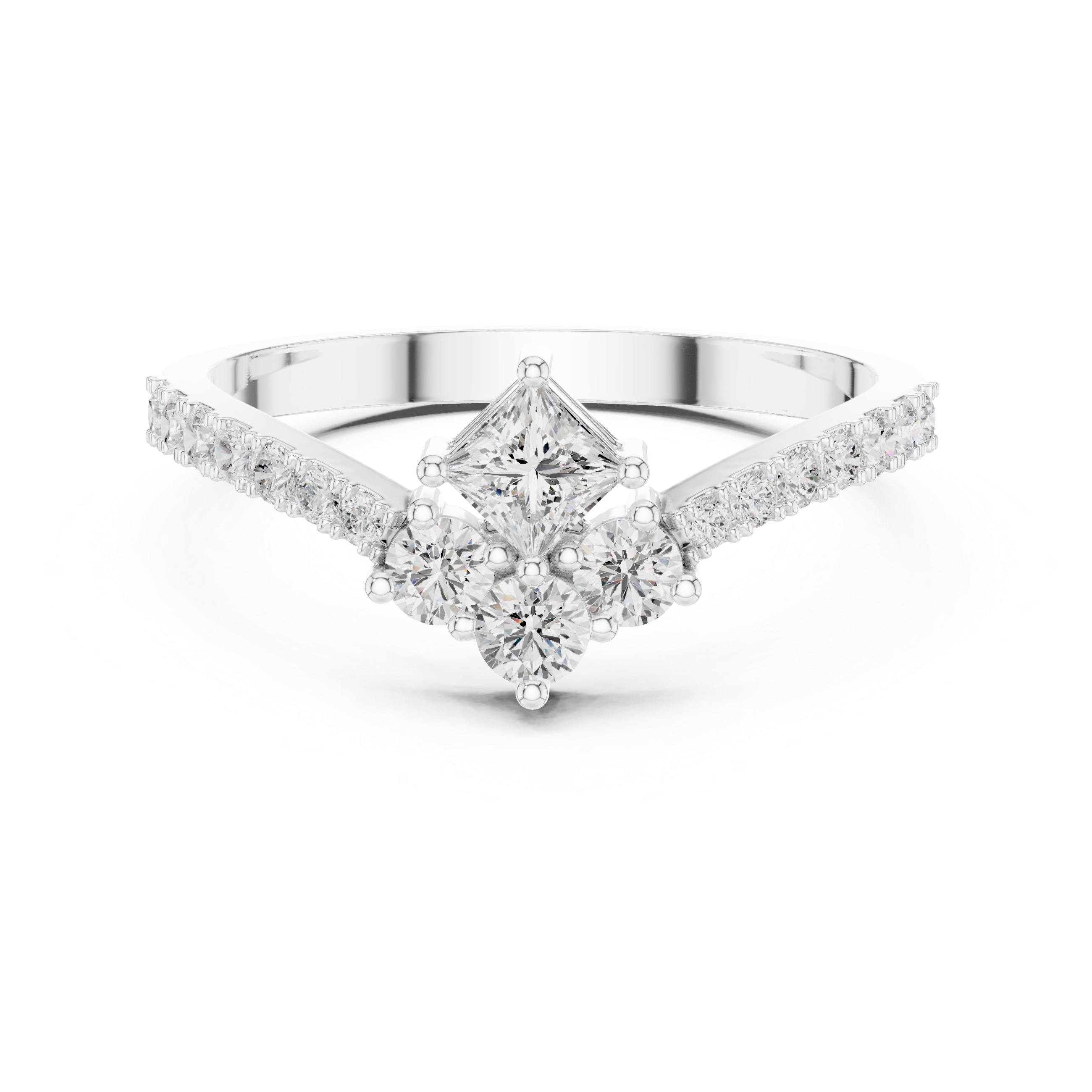 The Dijon Ring - Princess Cut Geometric Chevron Tiara Ring