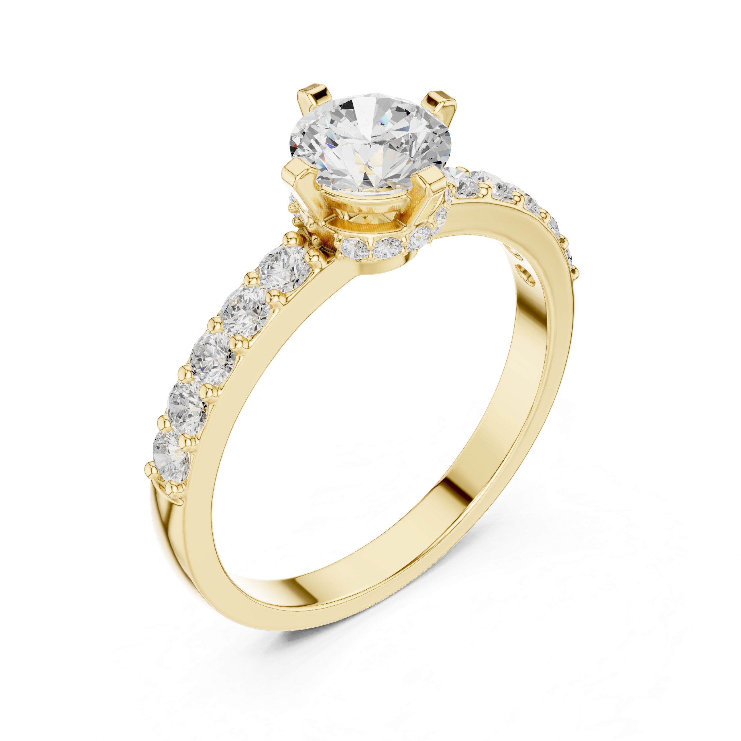 The Villeurbanne Ring - Round Cut Hidden Halo Pavé Engagement Ring
