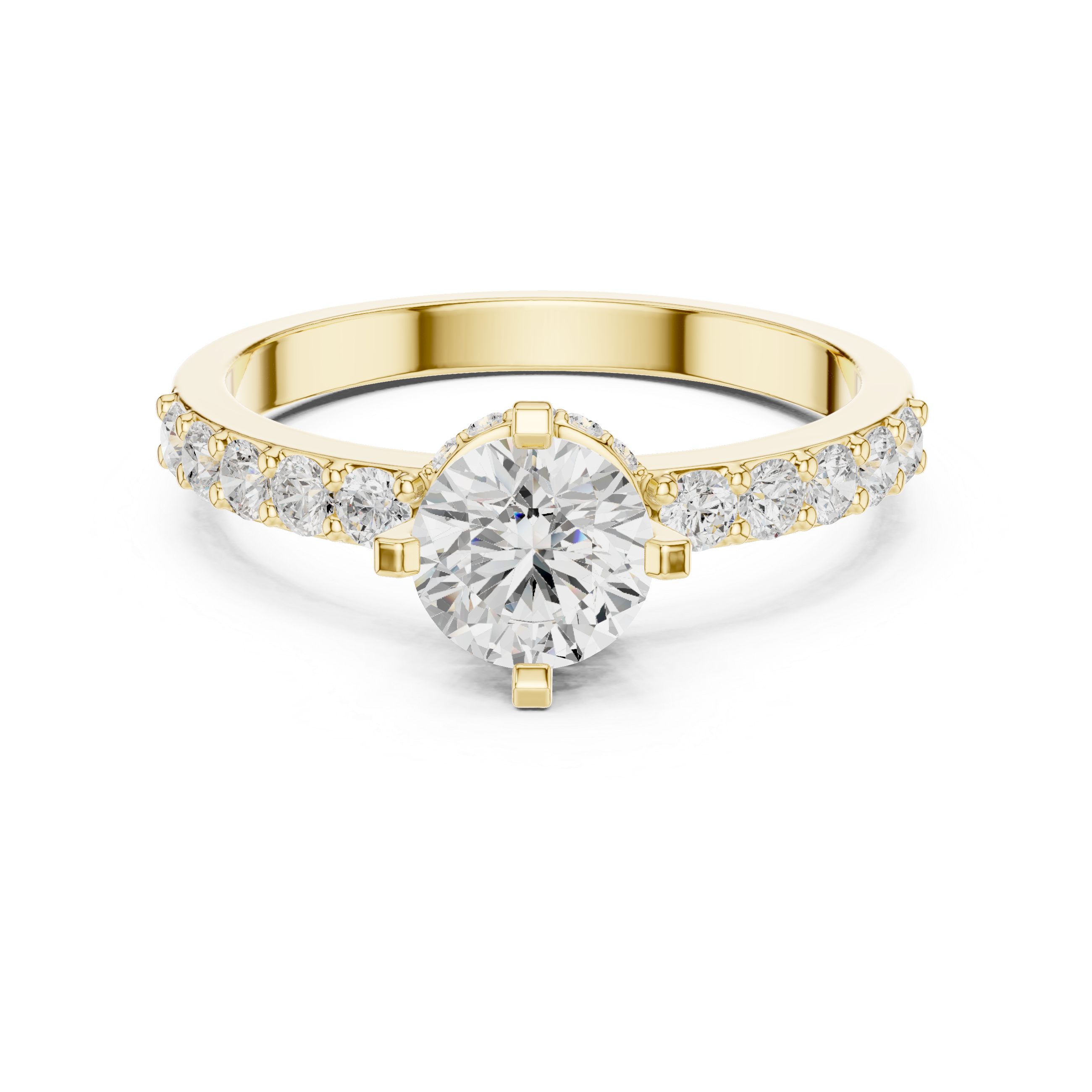 The Villeurbanne Ring - Round Cut Hidden Halo Pavé Engagement Ring
