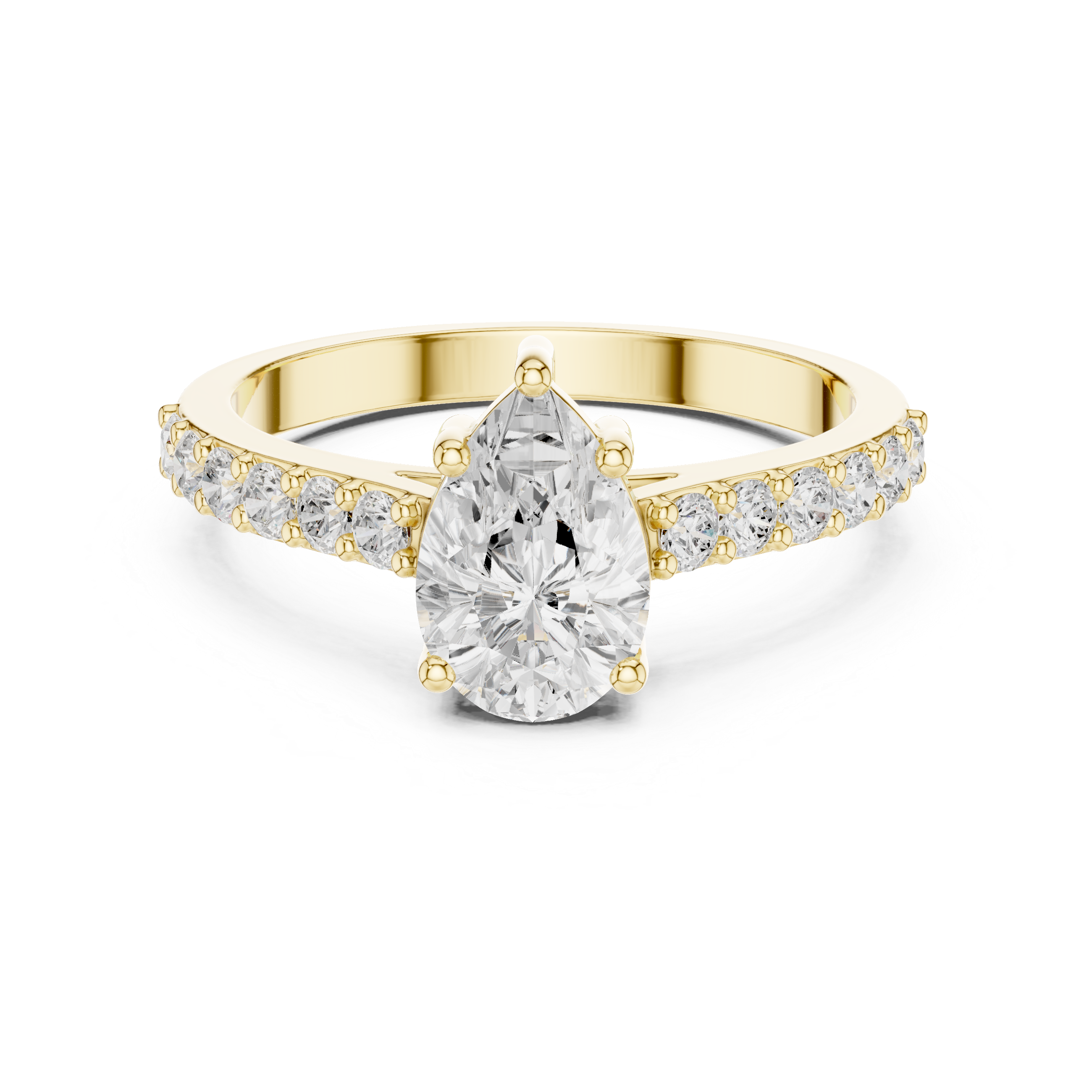The Limoges Ring - Pear Cut Pavé Cathedral Solitaire