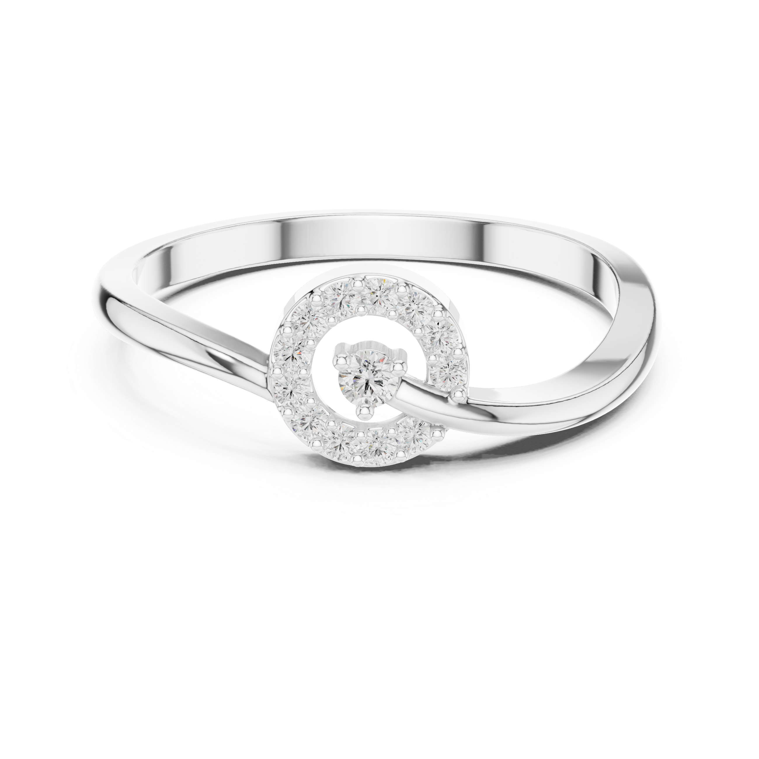 The Bayonne Ring - Geometric Circle & Solitaire Bypass Ring