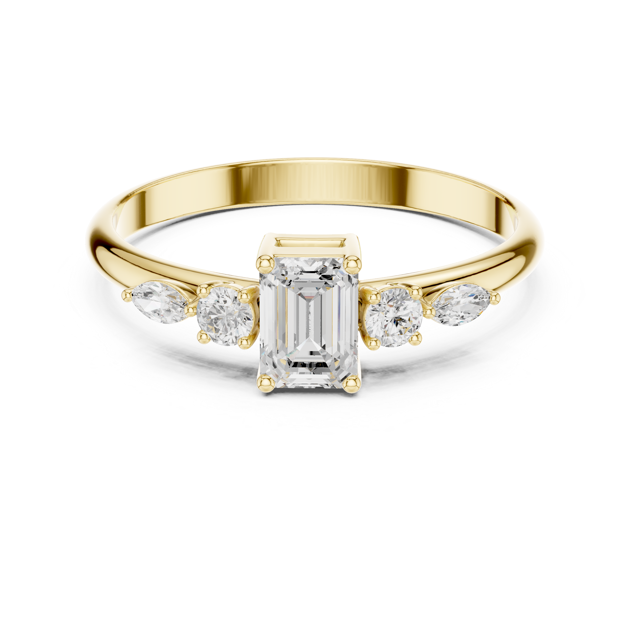 The Antibes Ring - Emerald Cut Five-Stone Geometric Diamond Ring