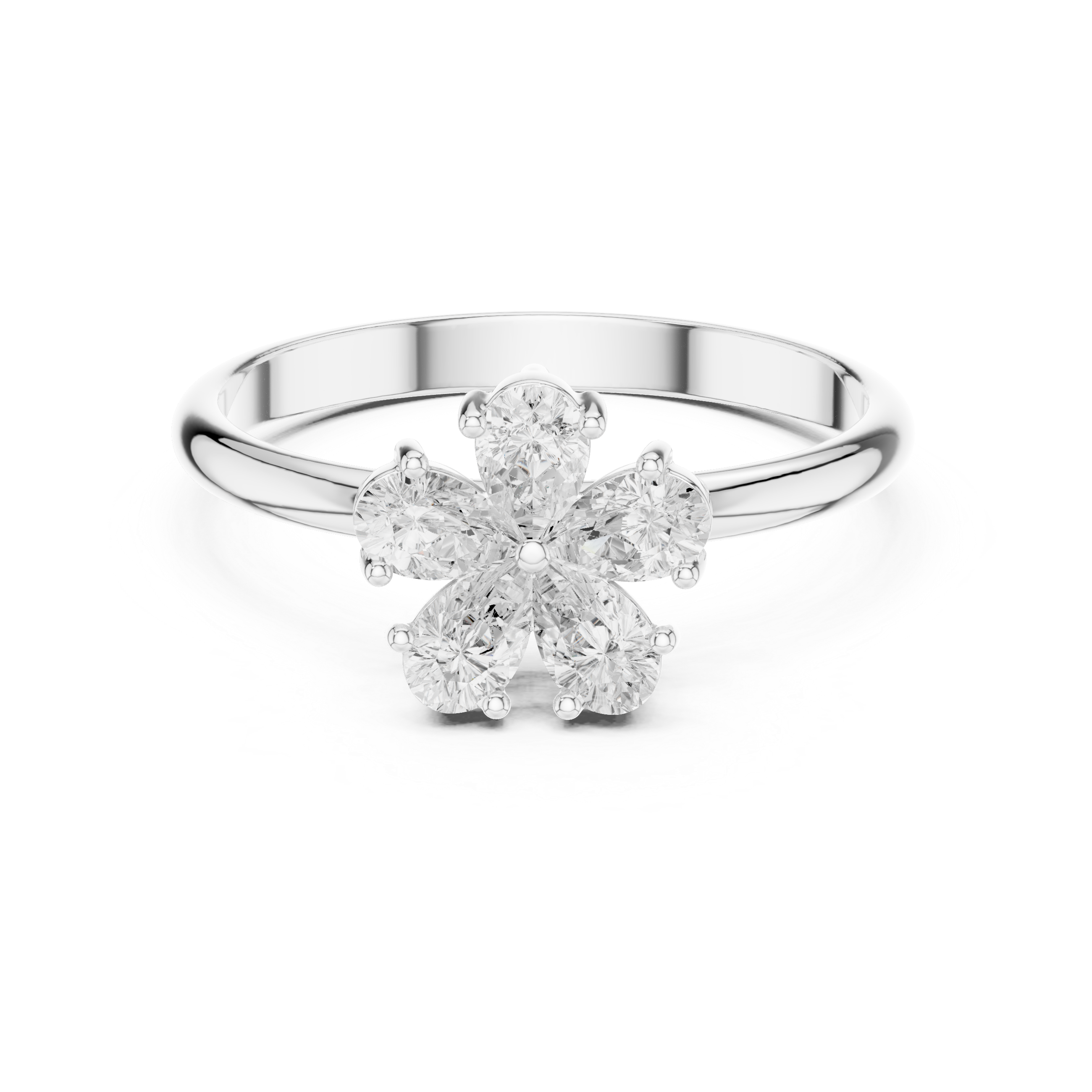 The Albertville Ring - Pear Cut Five-Petal Floral Diamond Ring
