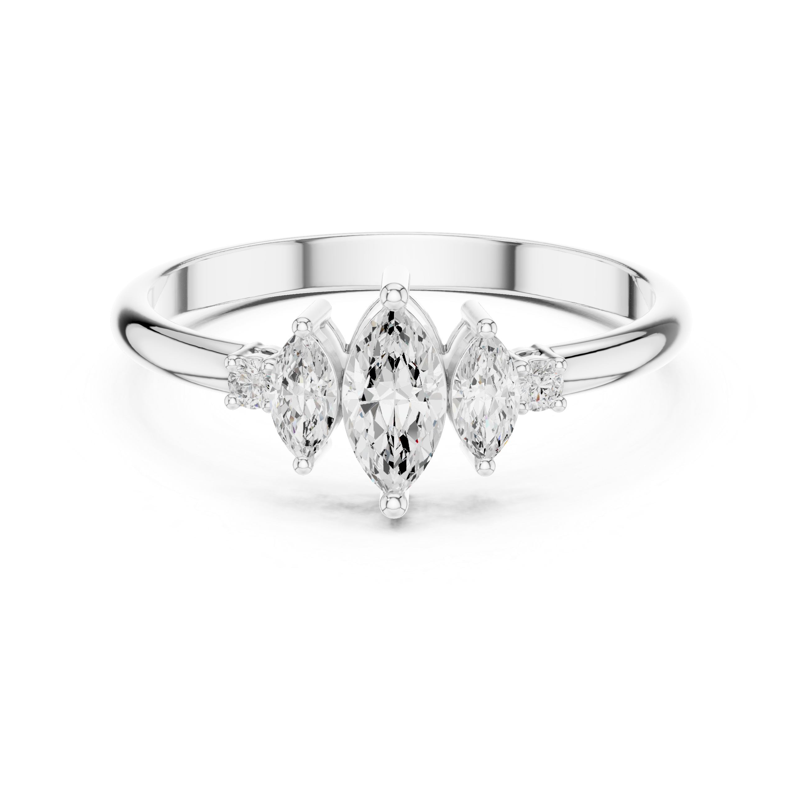The Bastogne Ring - Marquise & Round Cut Five-Stone Geometric Diamond Ring