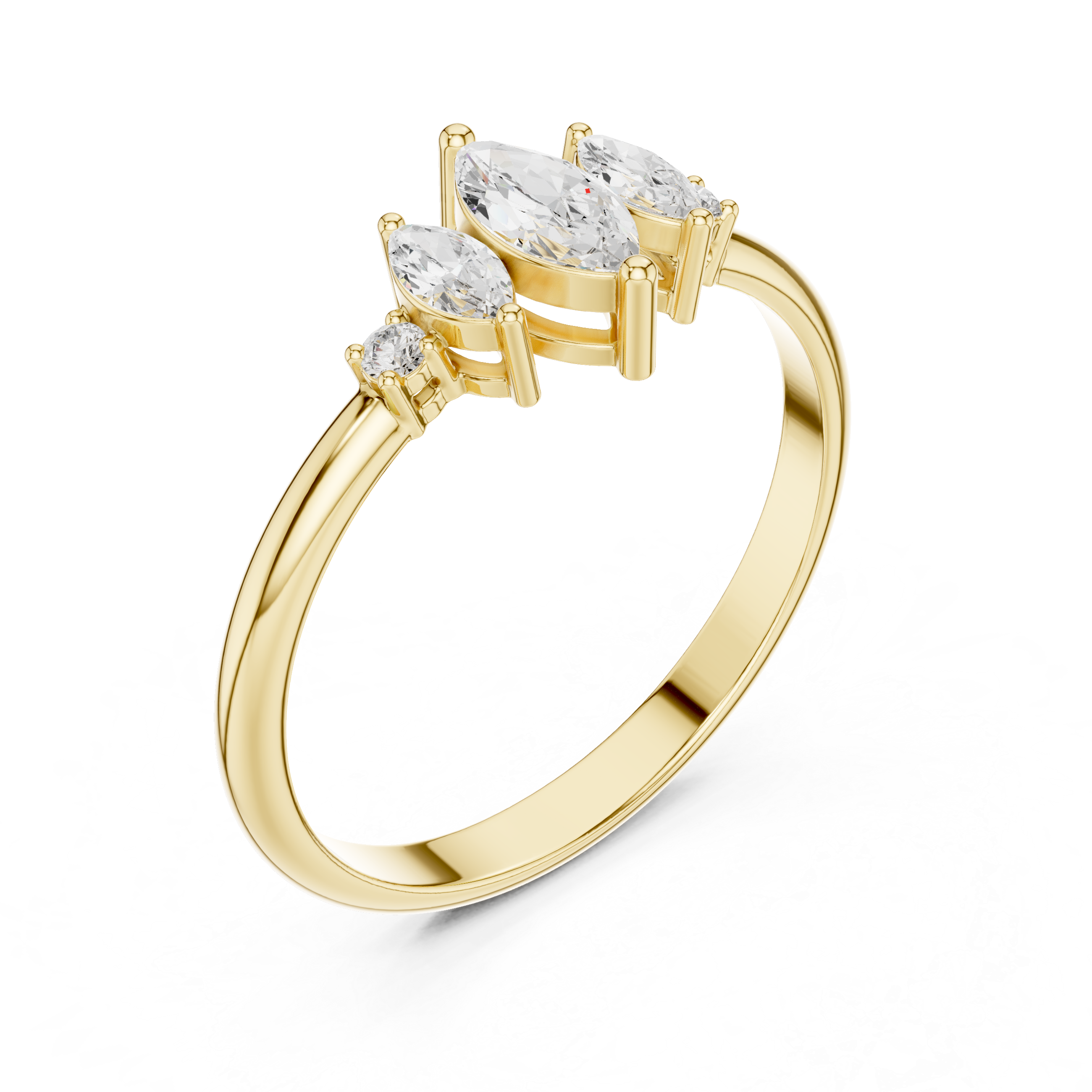 The Bastogne Ring - Marquise & Round Cut Five-Stone Geometric Diamond Ring