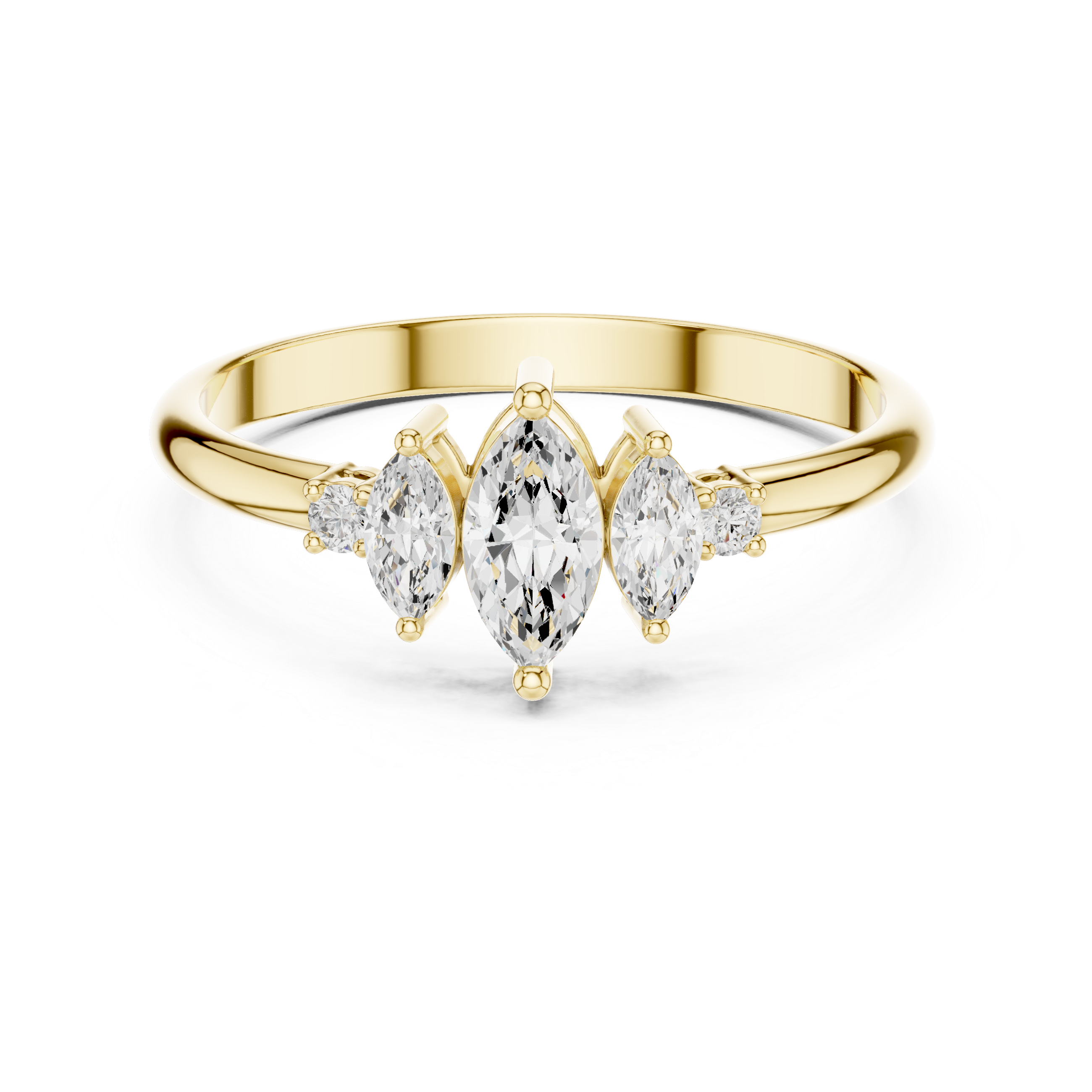 The Bastogne Ring - Marquise & Round Cut Five-Stone Geometric Diamond Ring
