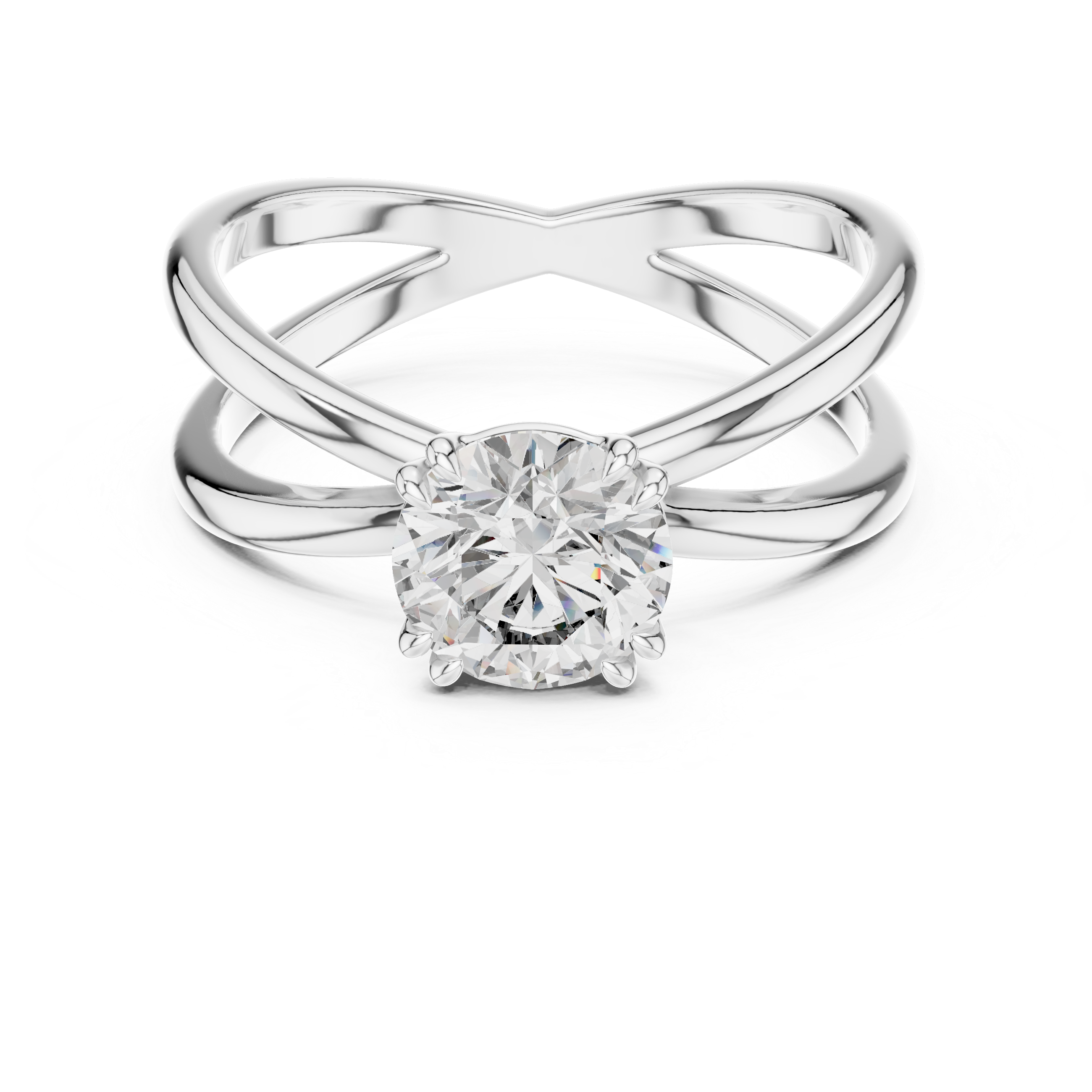 The Hoorn Ring - Round Cut Interwoven X-Band Solitaire
