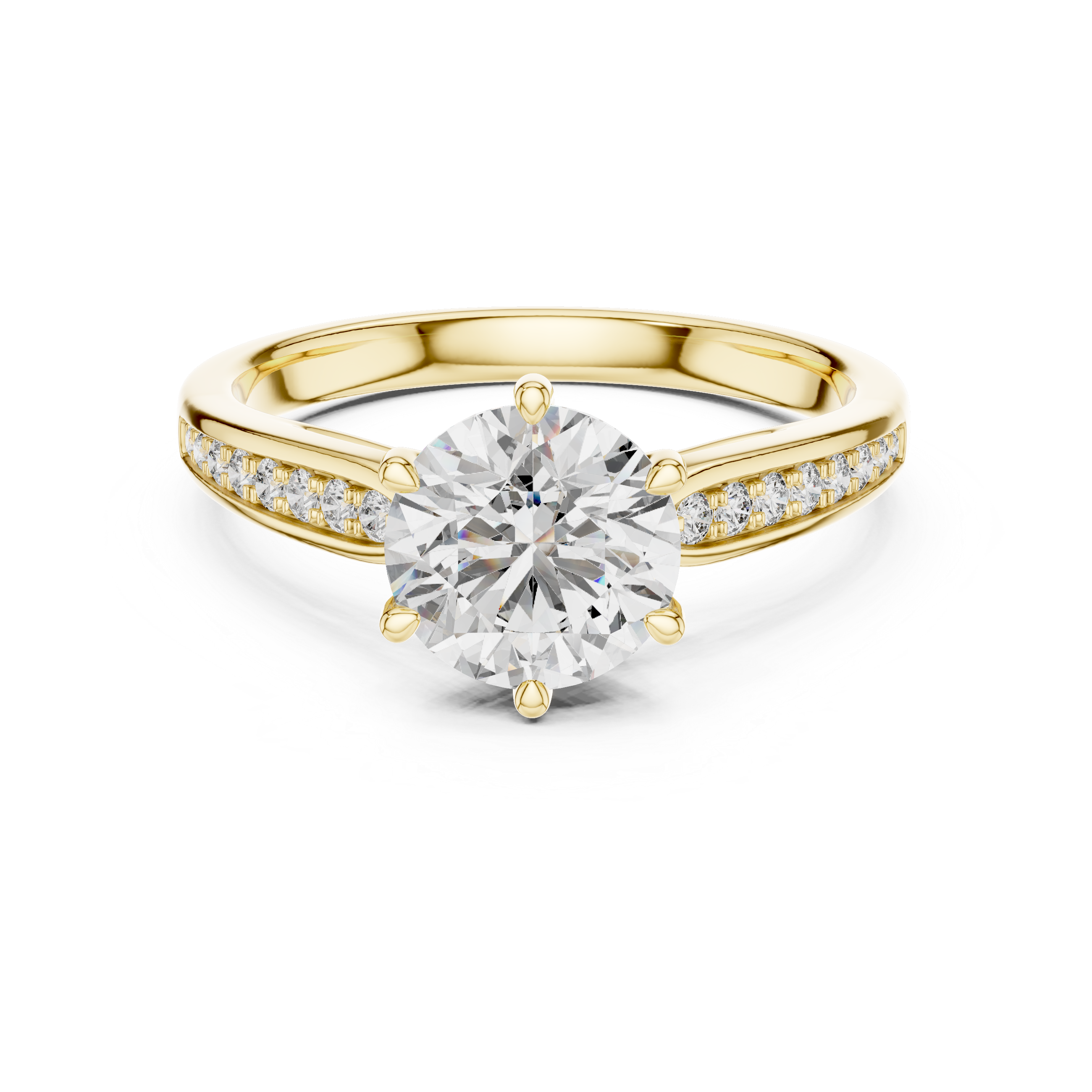 The Franeker Ring - Round Cut Six-Prong Cathedral Pavé Engagement Ring