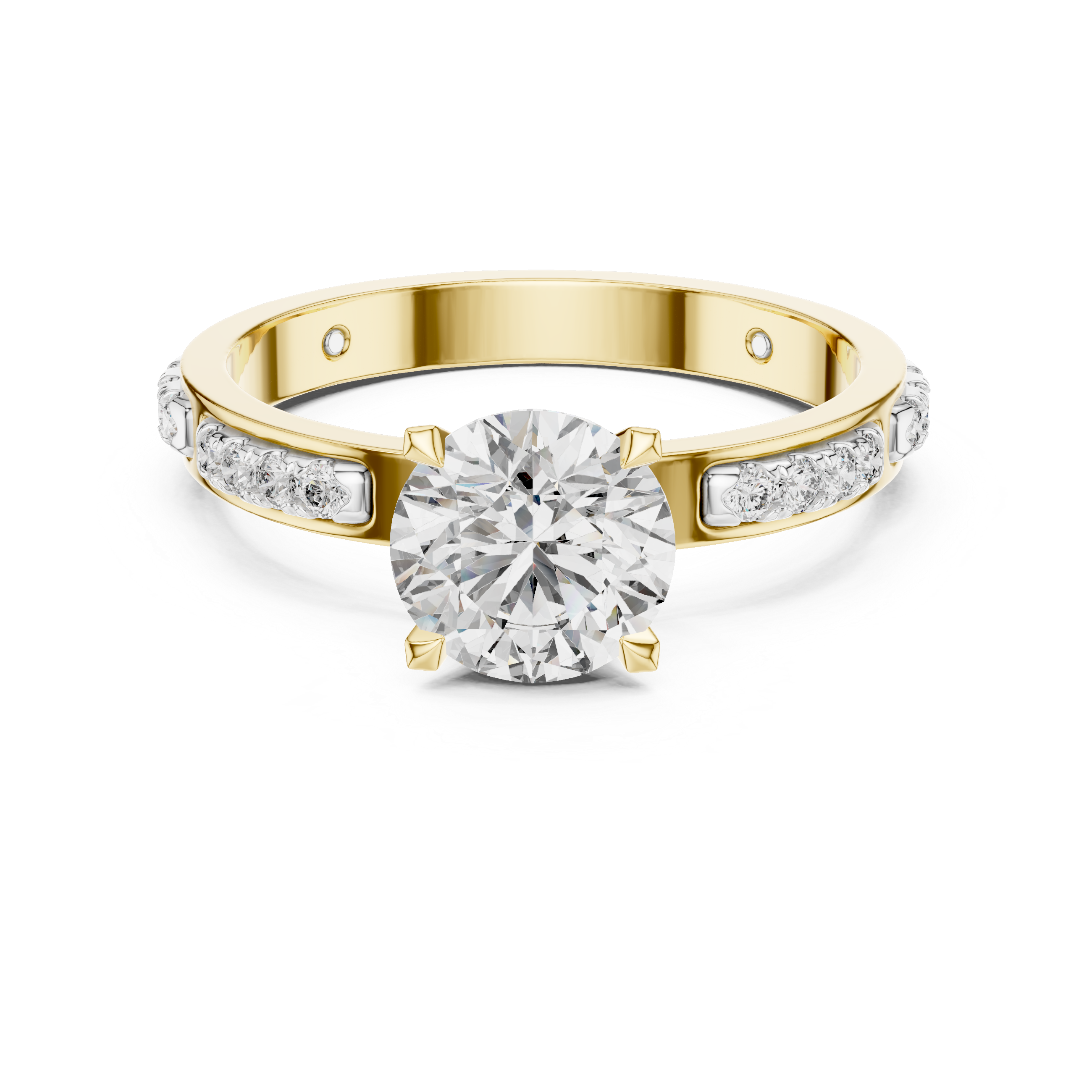 The Knokke Ring - Round Cut Segmented Pavé Solitaire