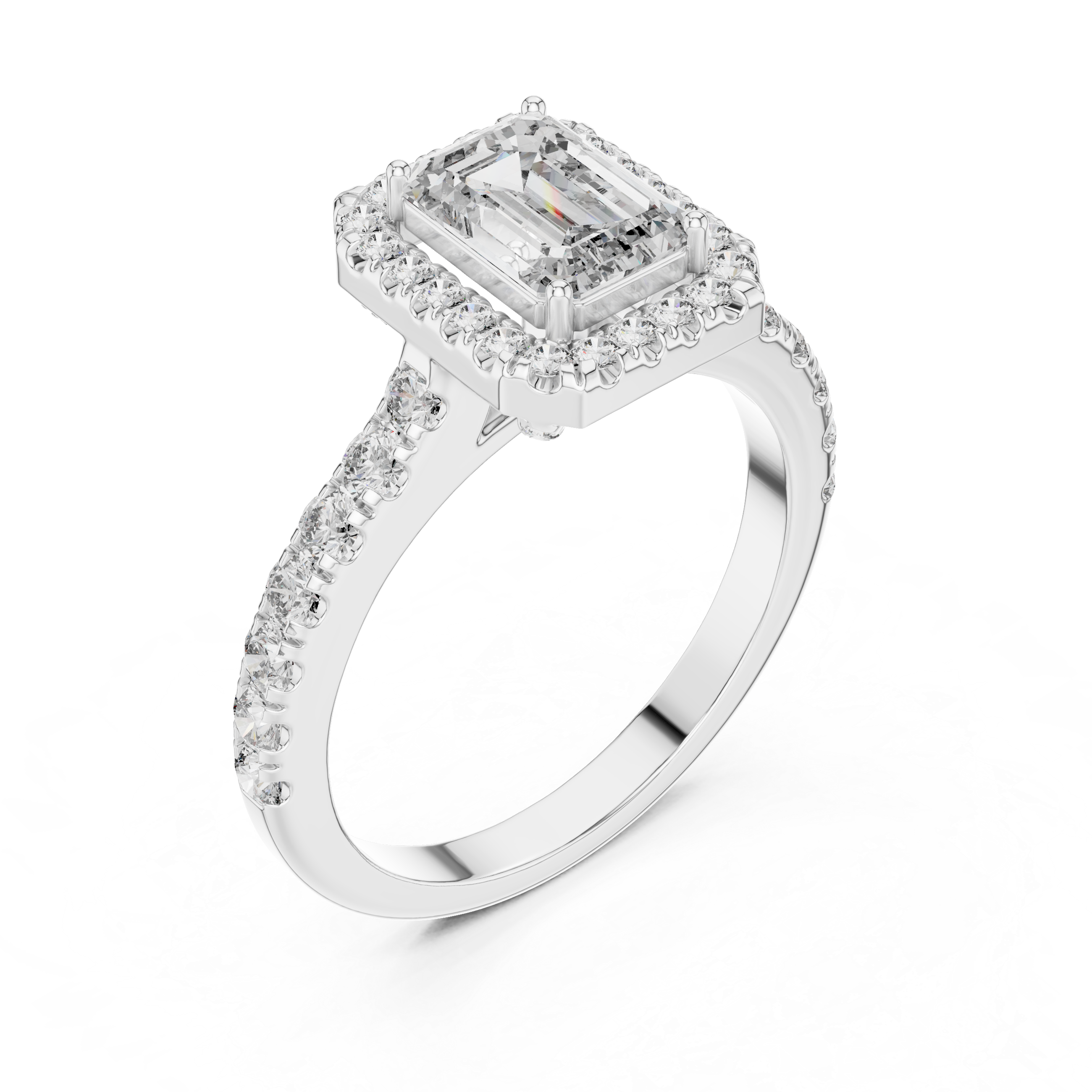 The Marstrand Ring - Emerald Cut Halo Pavé Engagement Ring