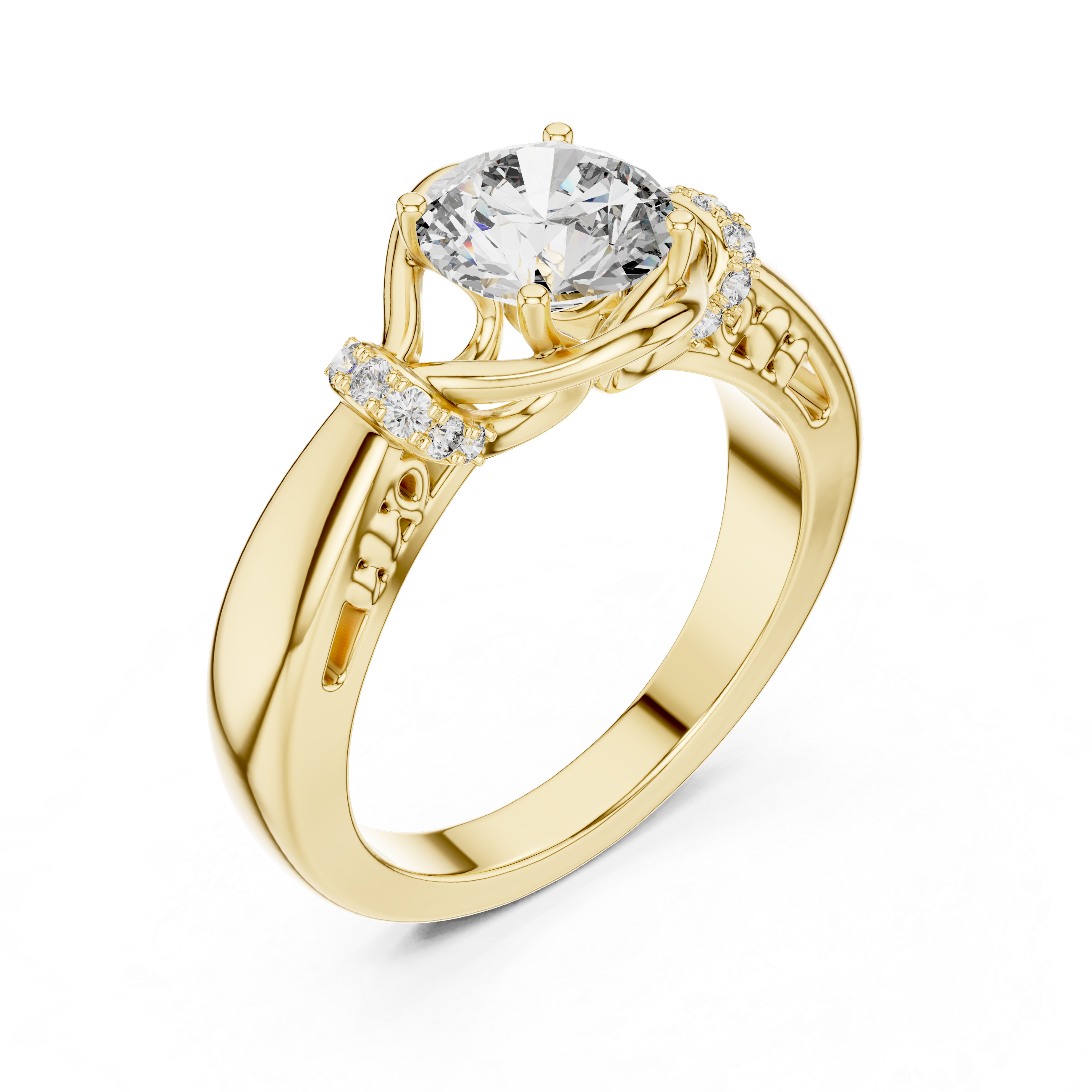 The Halle Ring - Round Cut Split Shank Organic Engagement Ring