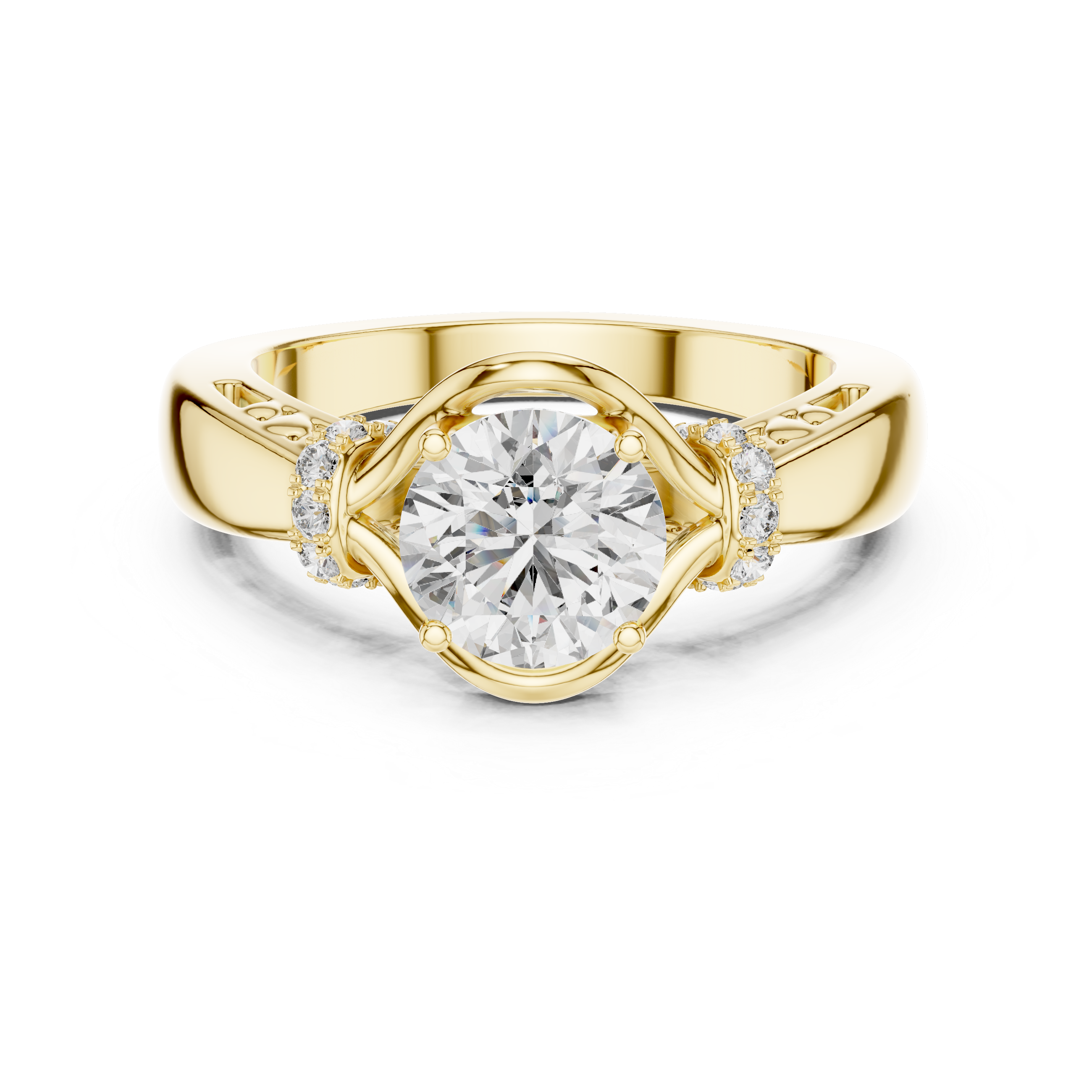 The Halle Ring - Round Cut Split Shank Organic Engagement Ring