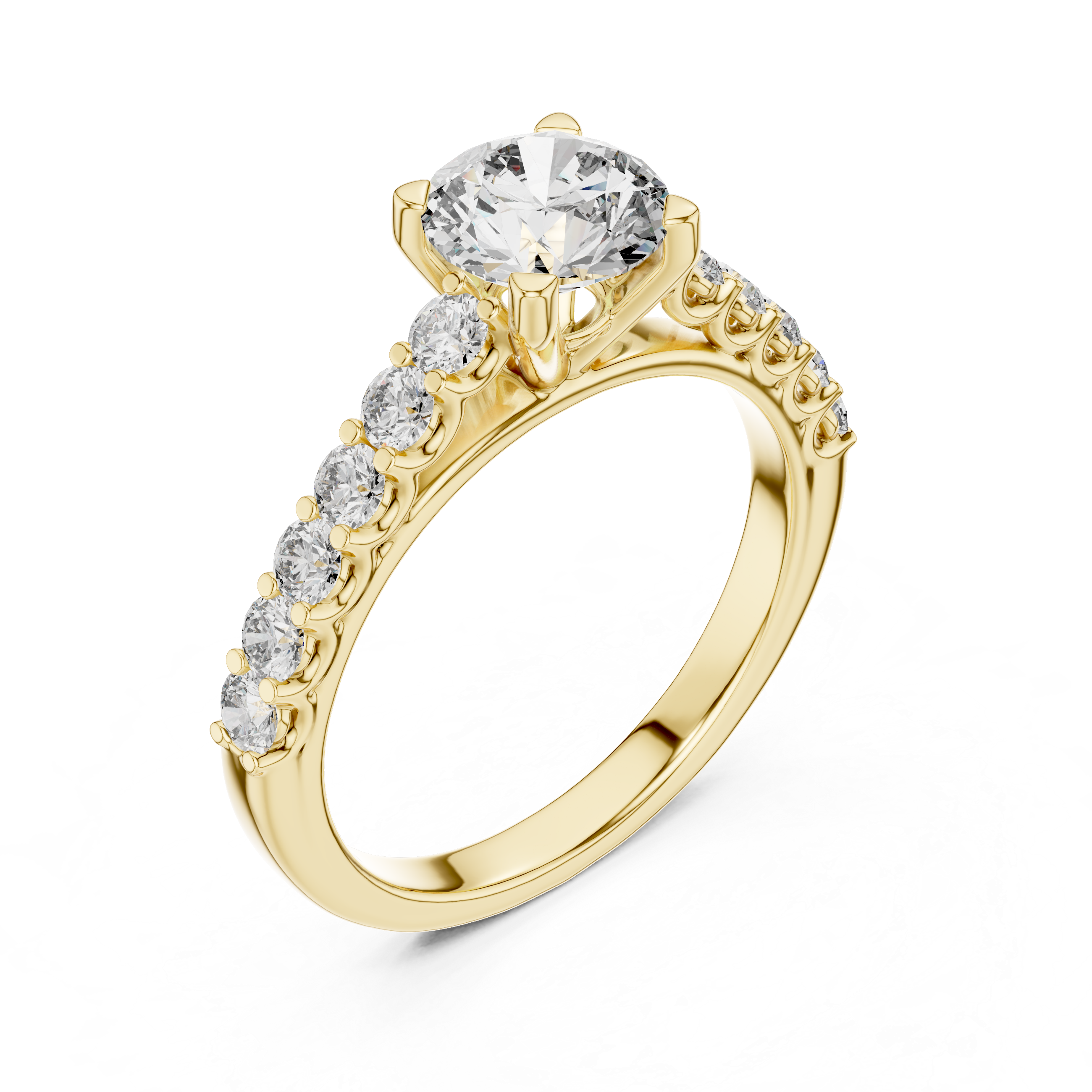 The Tielt Ring - Round Cut Classic U-Prong Pavé Engagement Ring