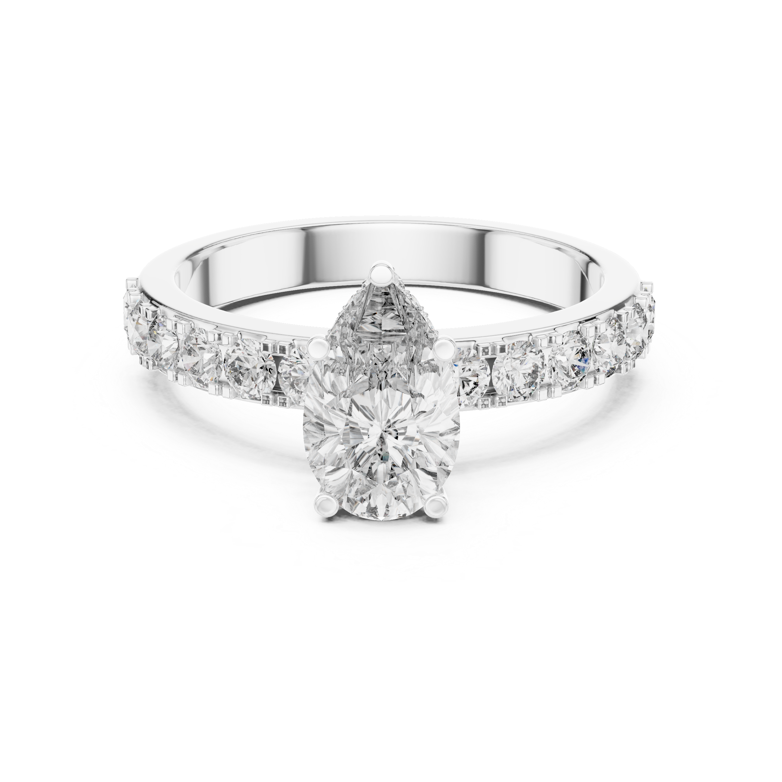 The Västerås Ring - Pear Cut Hidden Halo Pavé Engagement Ring