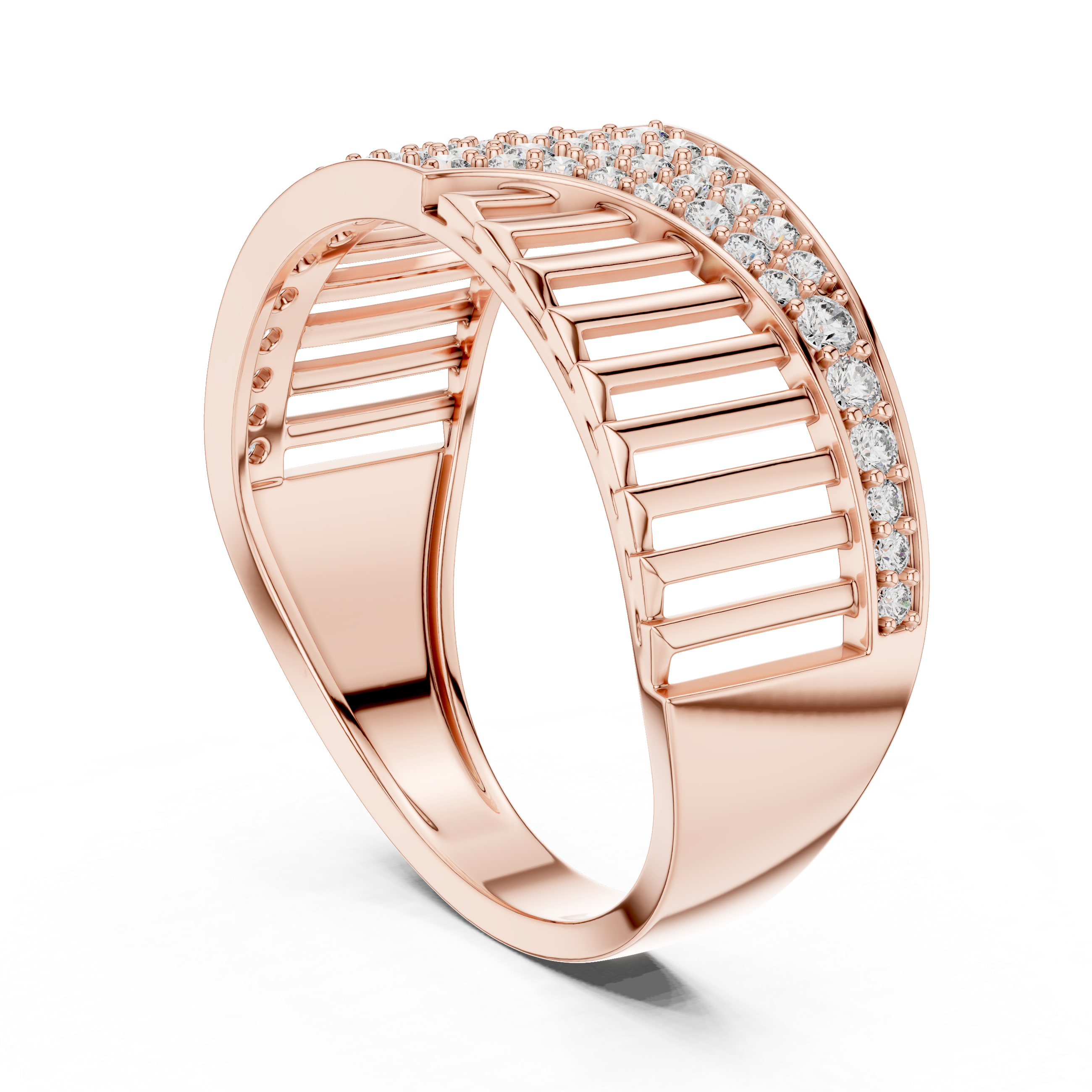The Fontvieille Ring - Sculptural Vertical Bar Diamond Band
