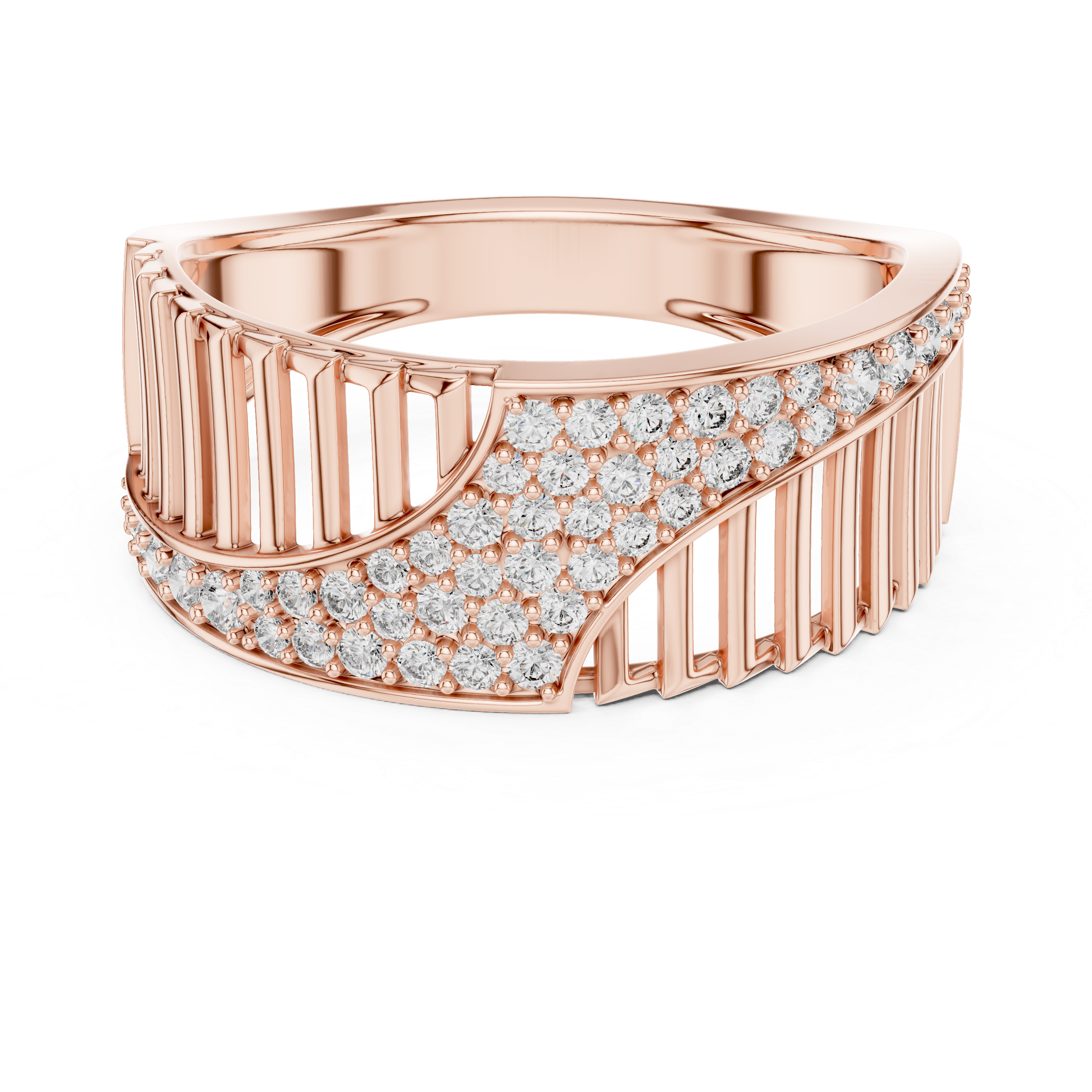 The Fontvieille Ring - Sculptural Vertical Bar Diamond Band