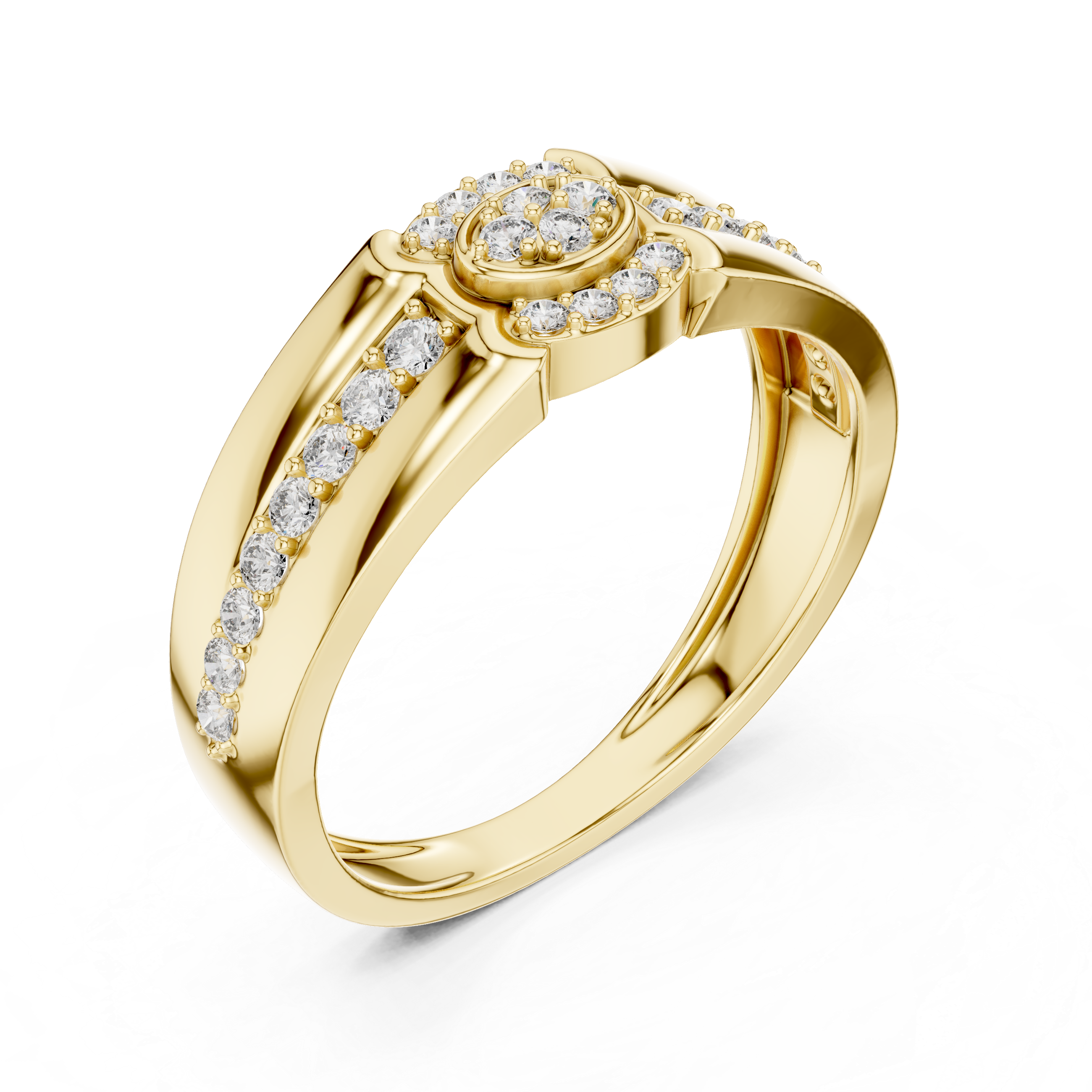 The Larvotto Ring - Vintage-Inspired Diamond Cluster Band