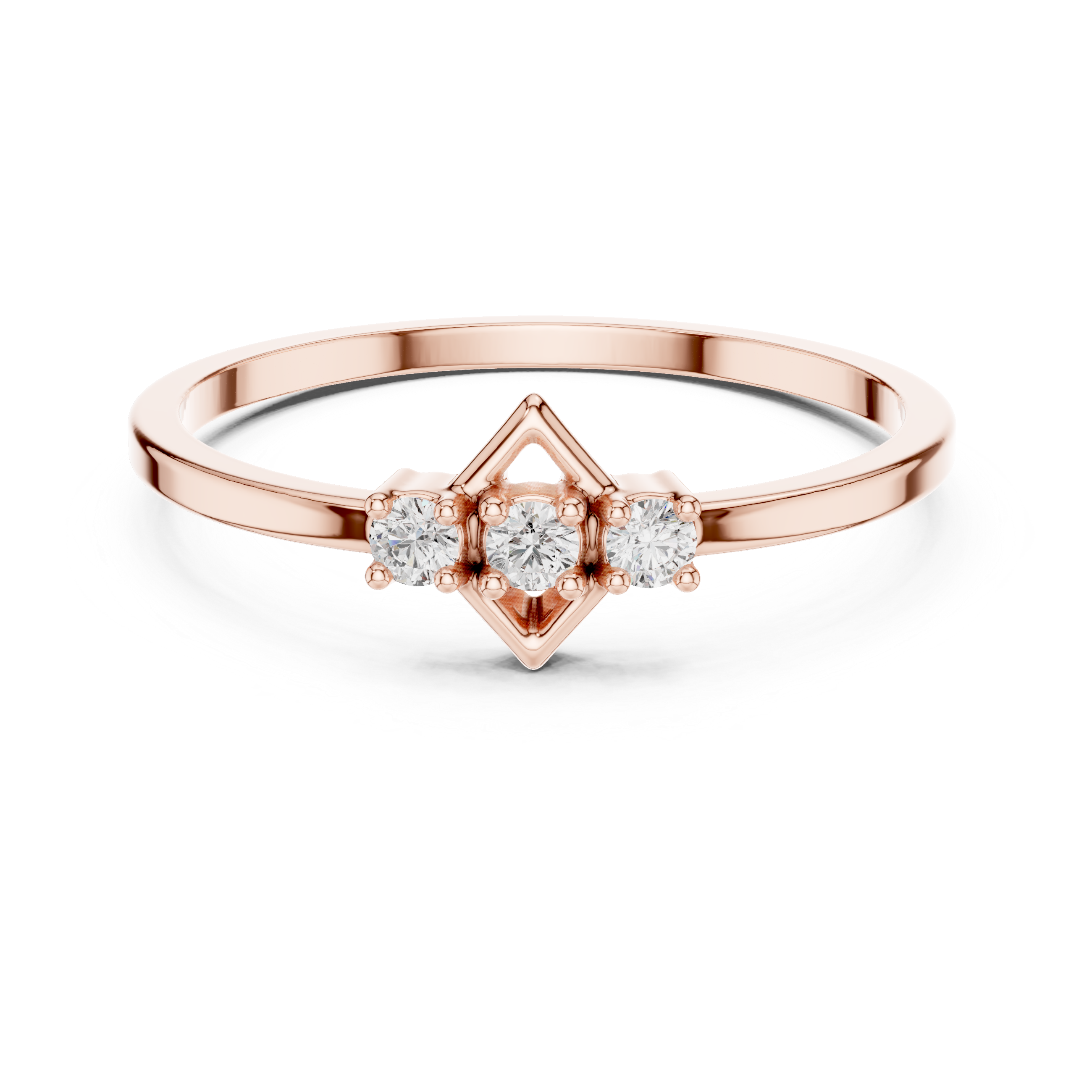 The Balzers Ring - Minimalist Geometric Three-Stone Diamond Band