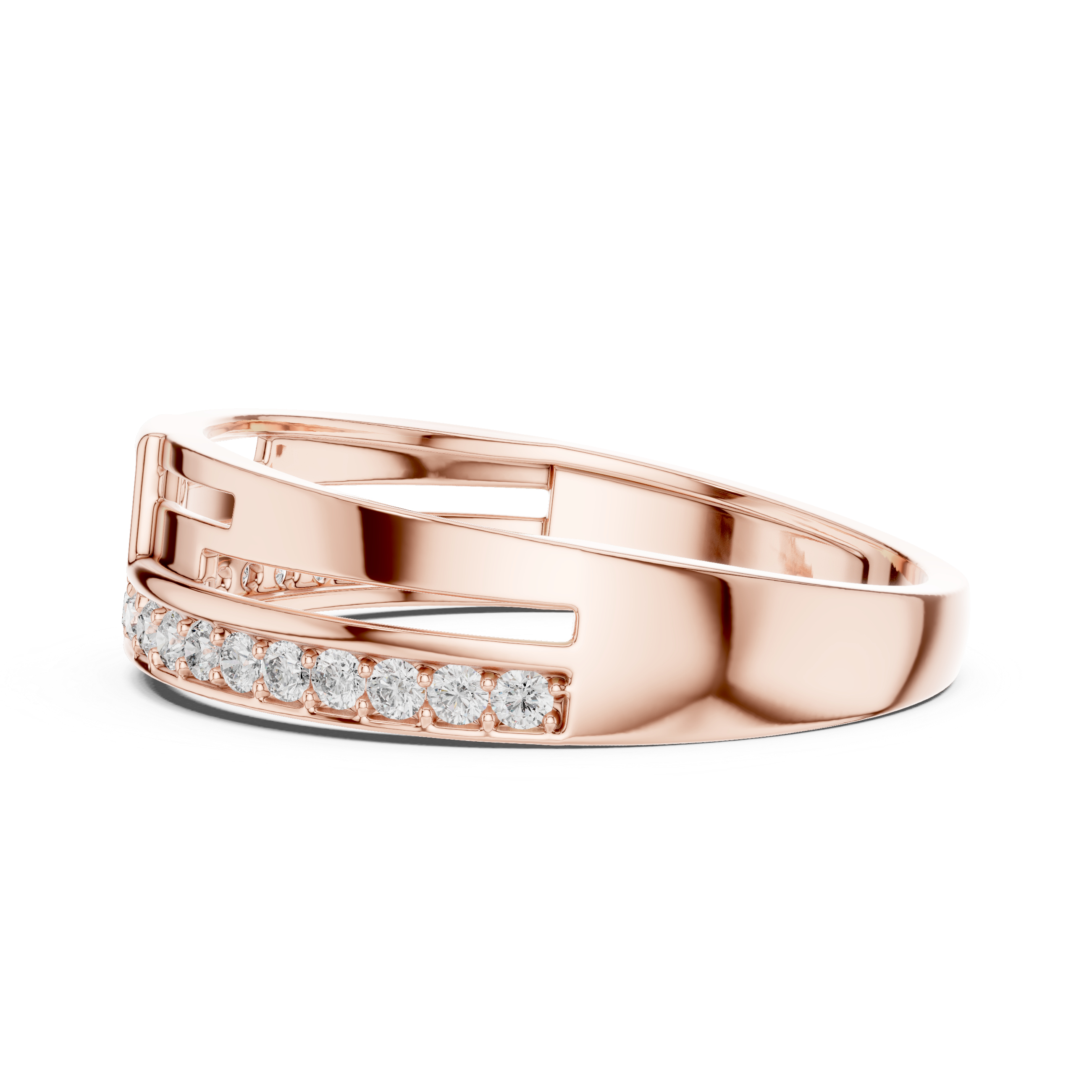 The Lyngby Ring - Geometric Parallel Bar Diamond Band