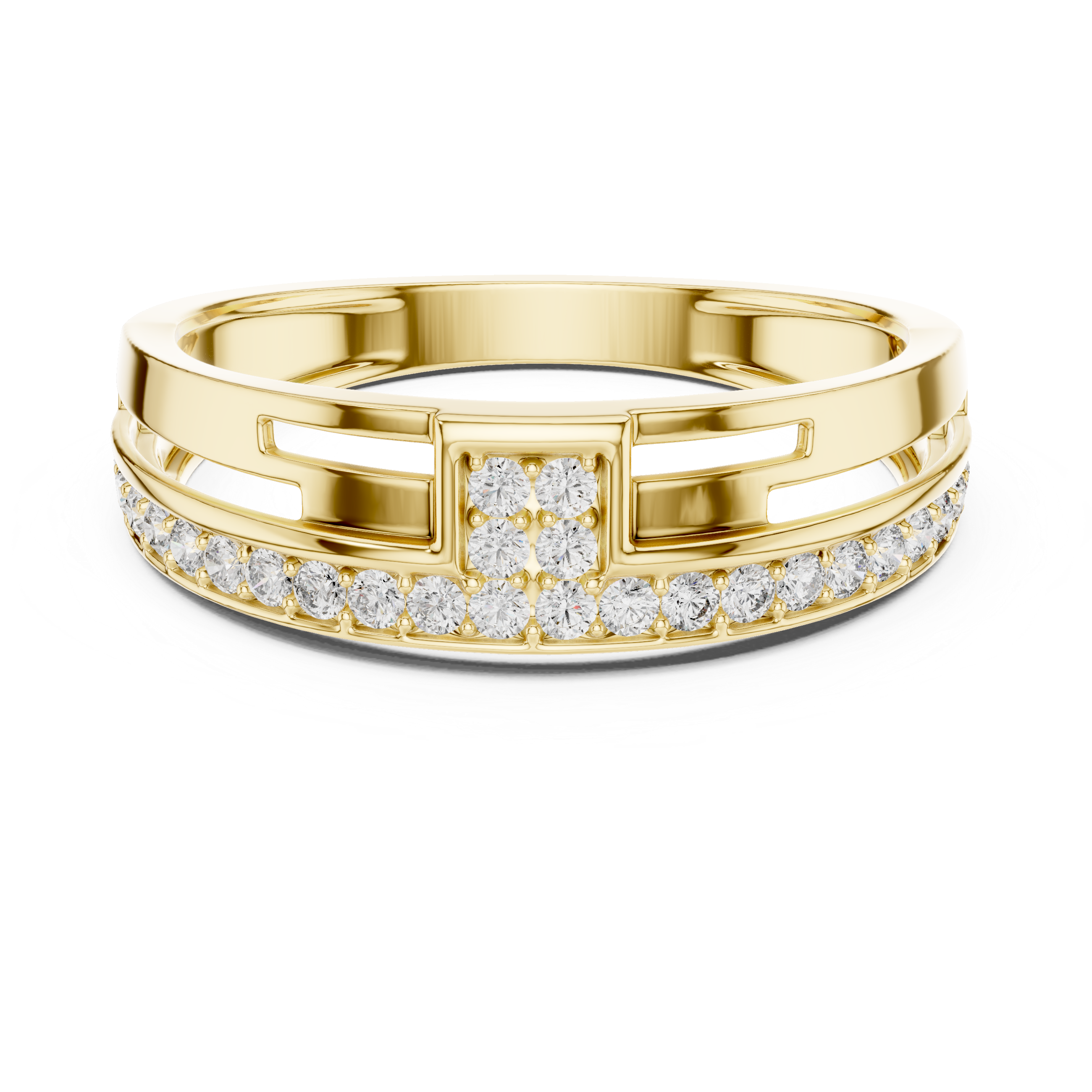 The Lyngby Ring - Geometric Parallel Bar Diamond Band