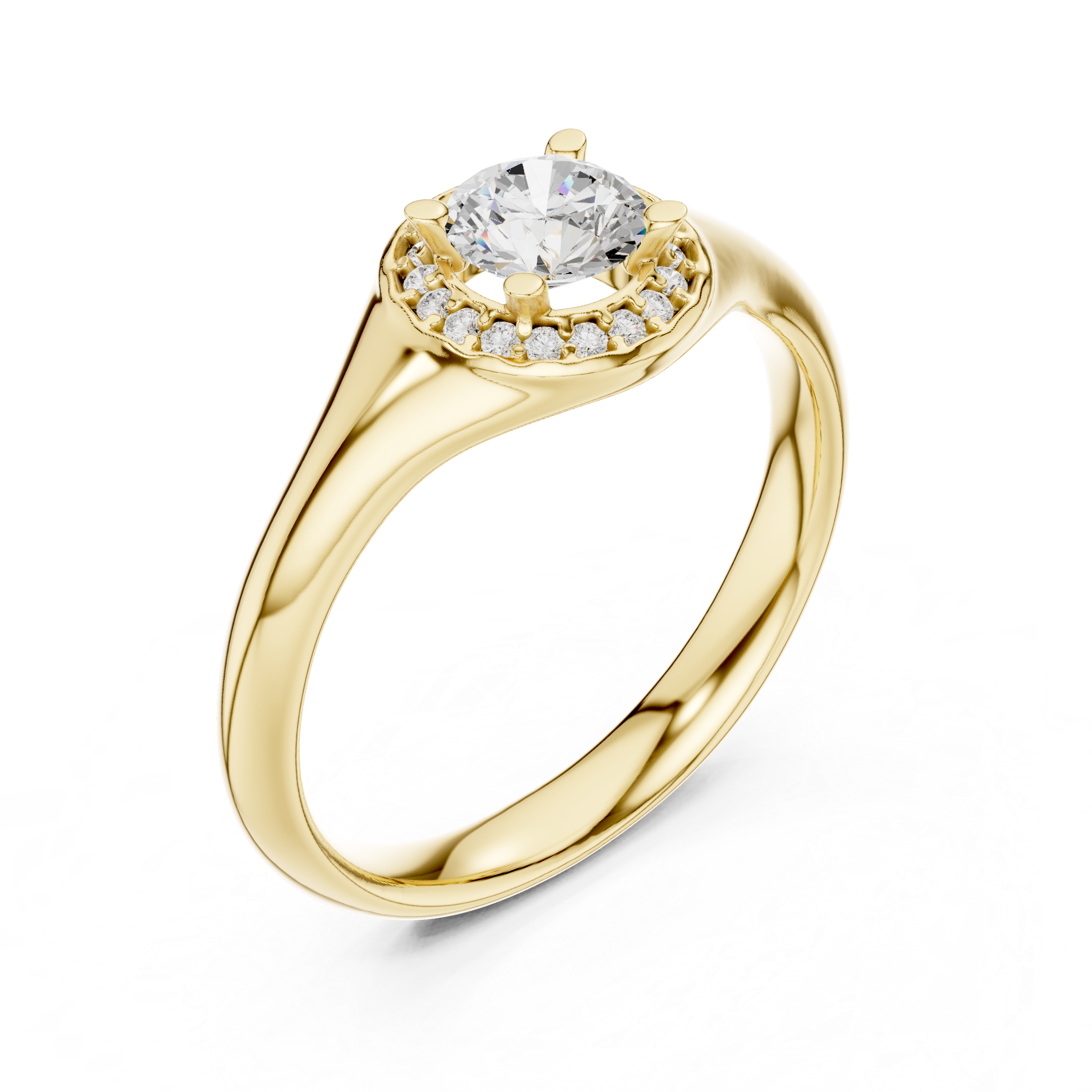 The Lenno Ring - Bezel Set Halo Solitaire Engagement Ring