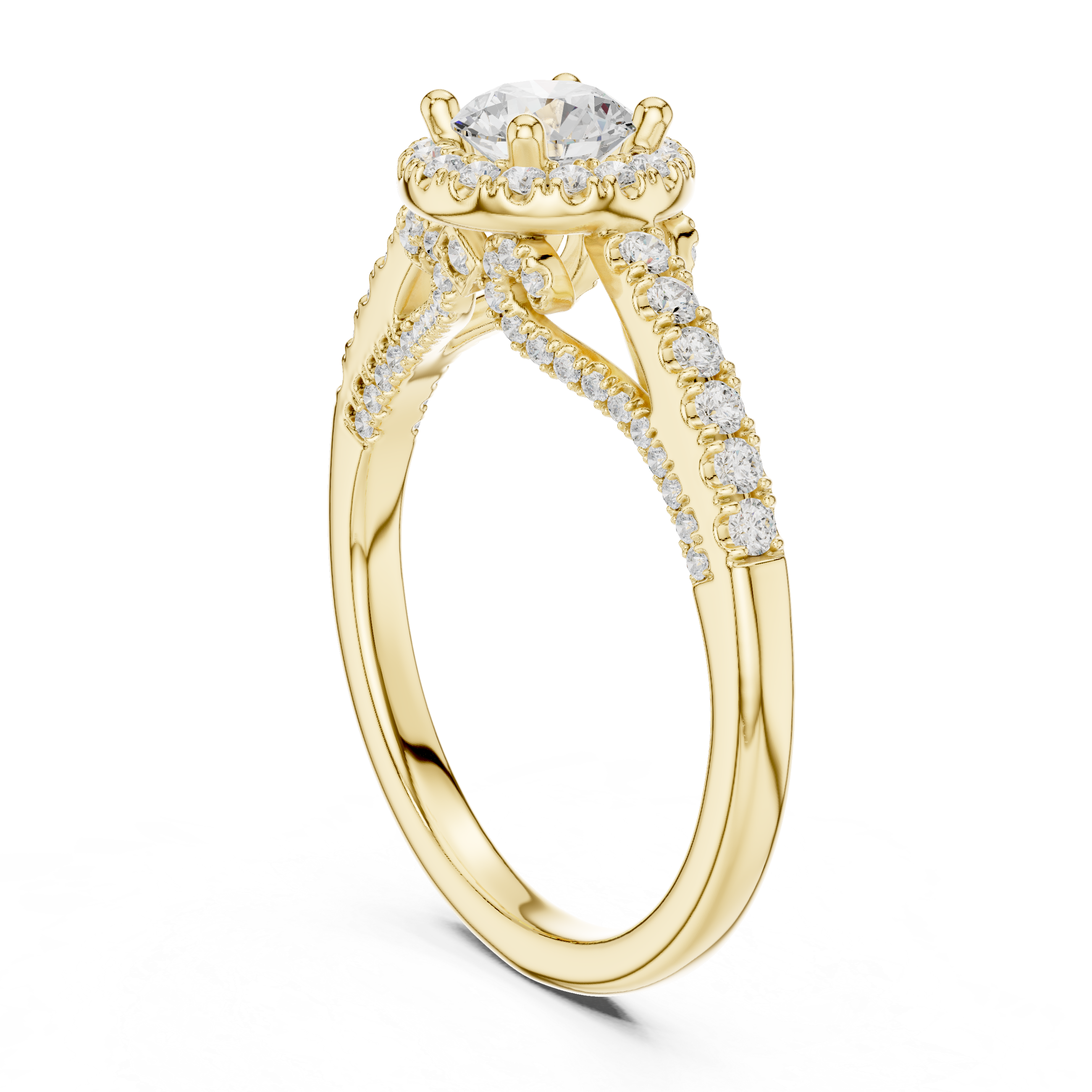 The Blevio Ring - Scalloped Cathedral Halo Engagement Ring