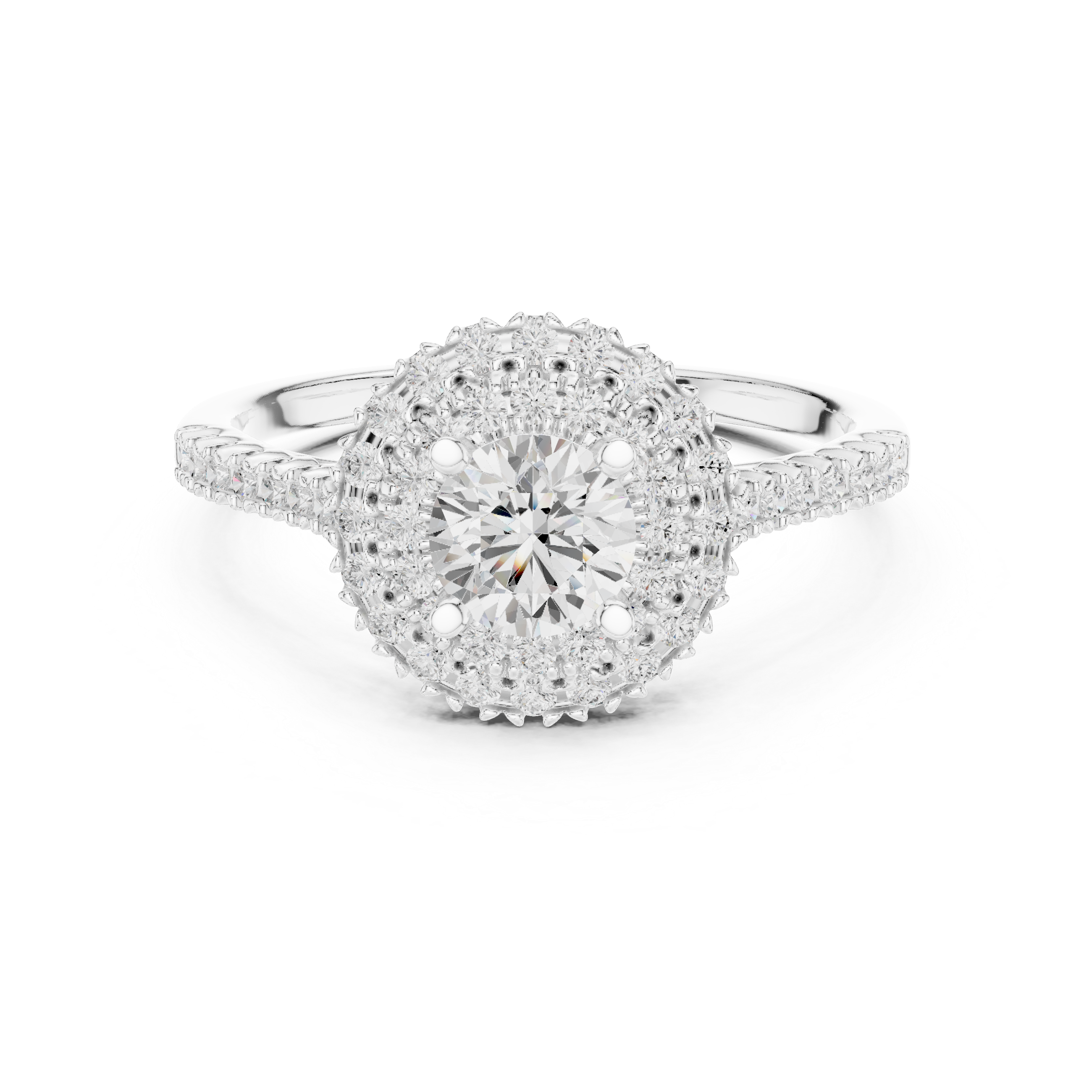 The Feldafing Ring - Double-Layer Halo Cathedral Engagement Ring
