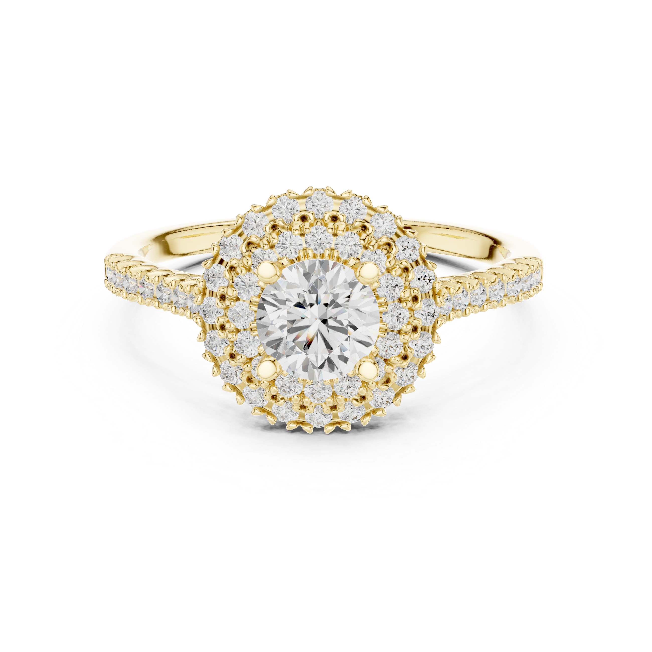 The Feldafing Ring - Double-Layer Halo Cathedral Engagement Ring