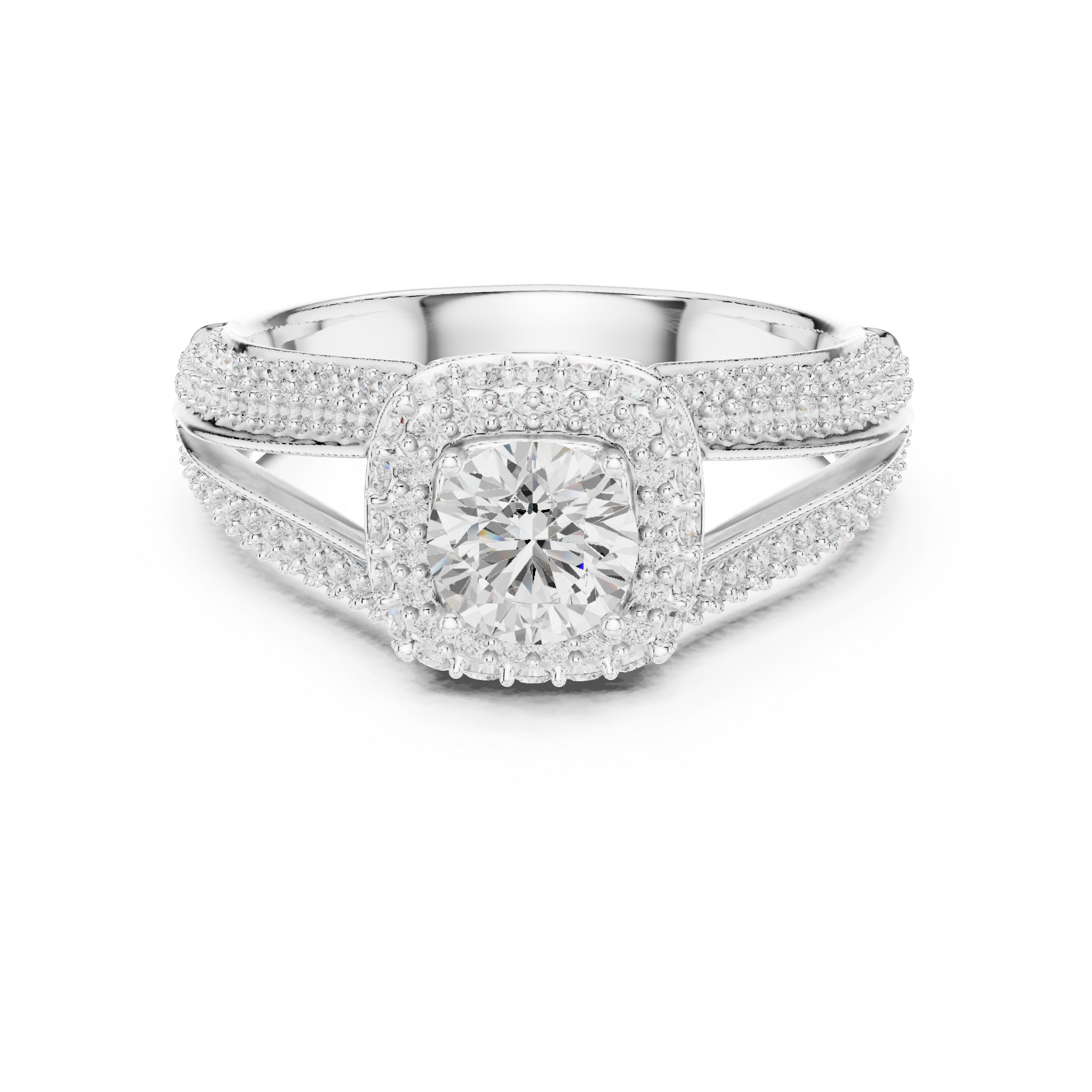 The Bad Wiessee Ring - Triple Band Pavé Halo Engagement Ring